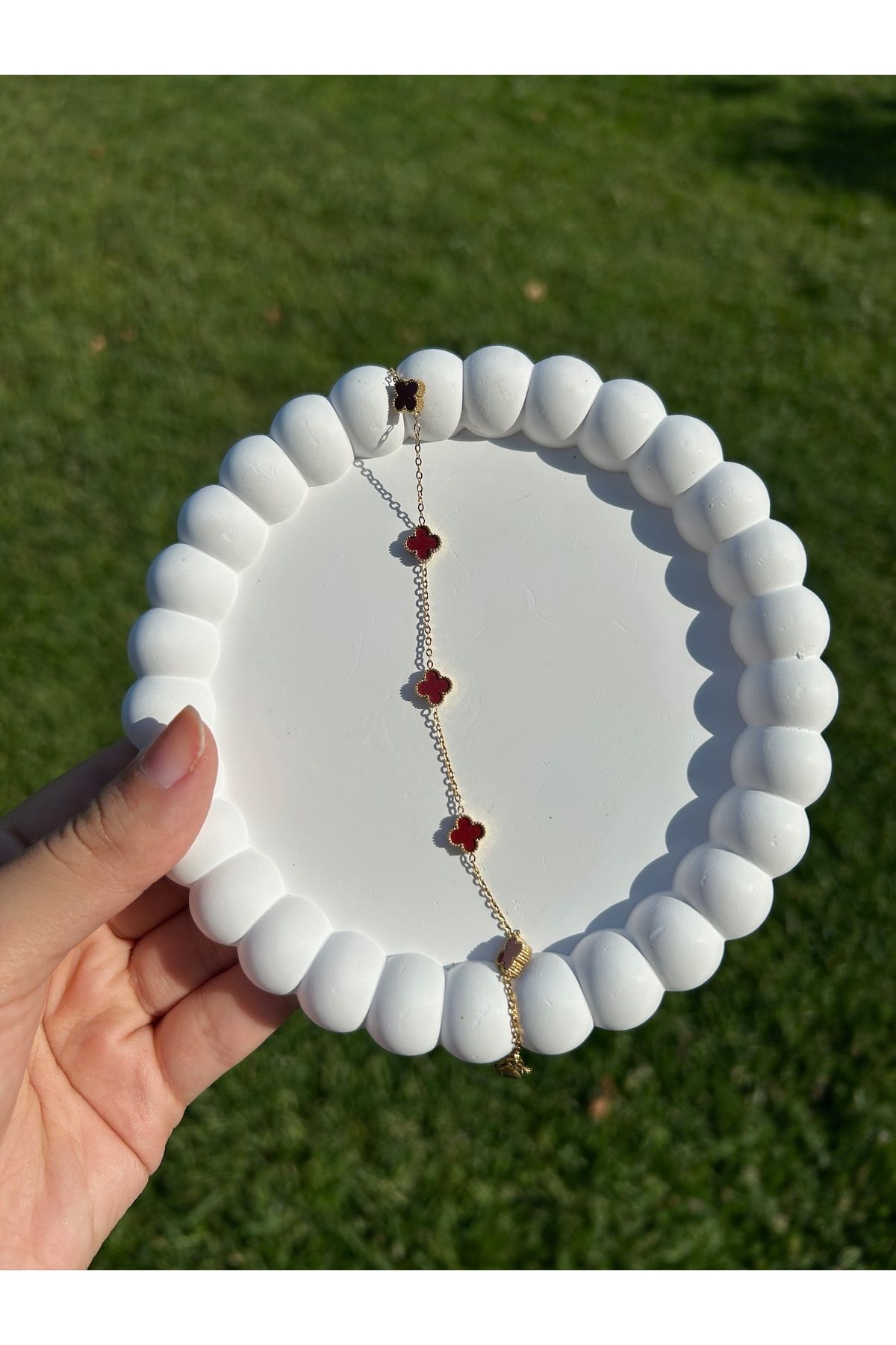 Cherrys Luxury Kırmızı Küçük Yonca Bileklik