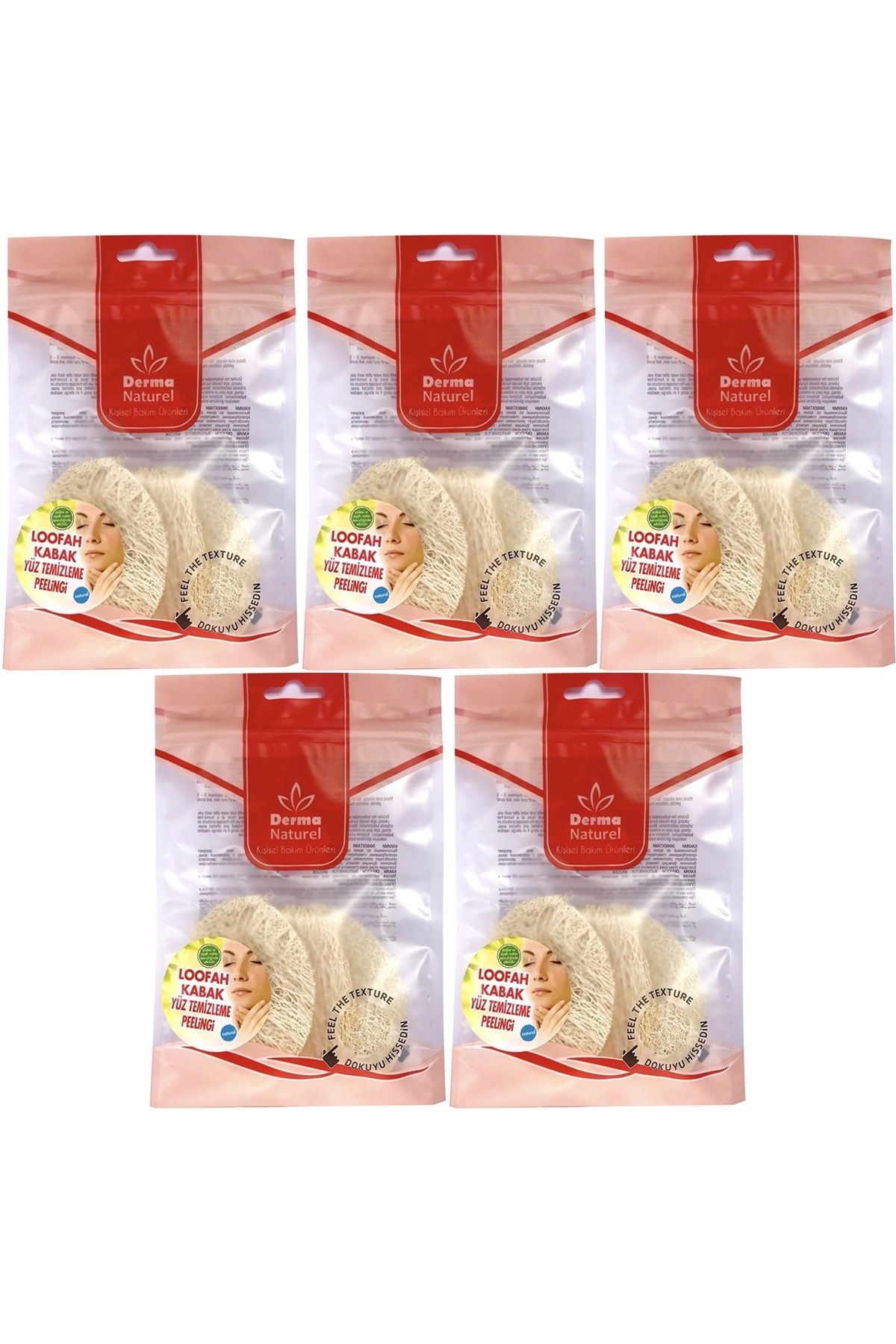 Derma Naturel Loofah Yüz Temizleme (Sivilce ve Siyah Noklar için) Peeling MS-06 (5 Li Set)