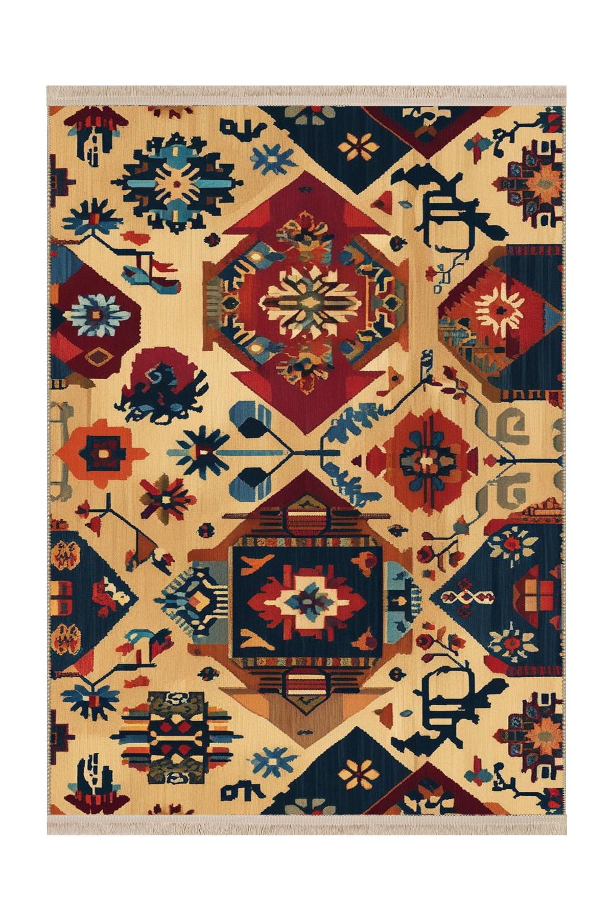 Rugs Modern Halı MOSSO Çok Renkli Karışık Etnik Desenli Dokuma Taban Modern Dekoratif Halı mosso09