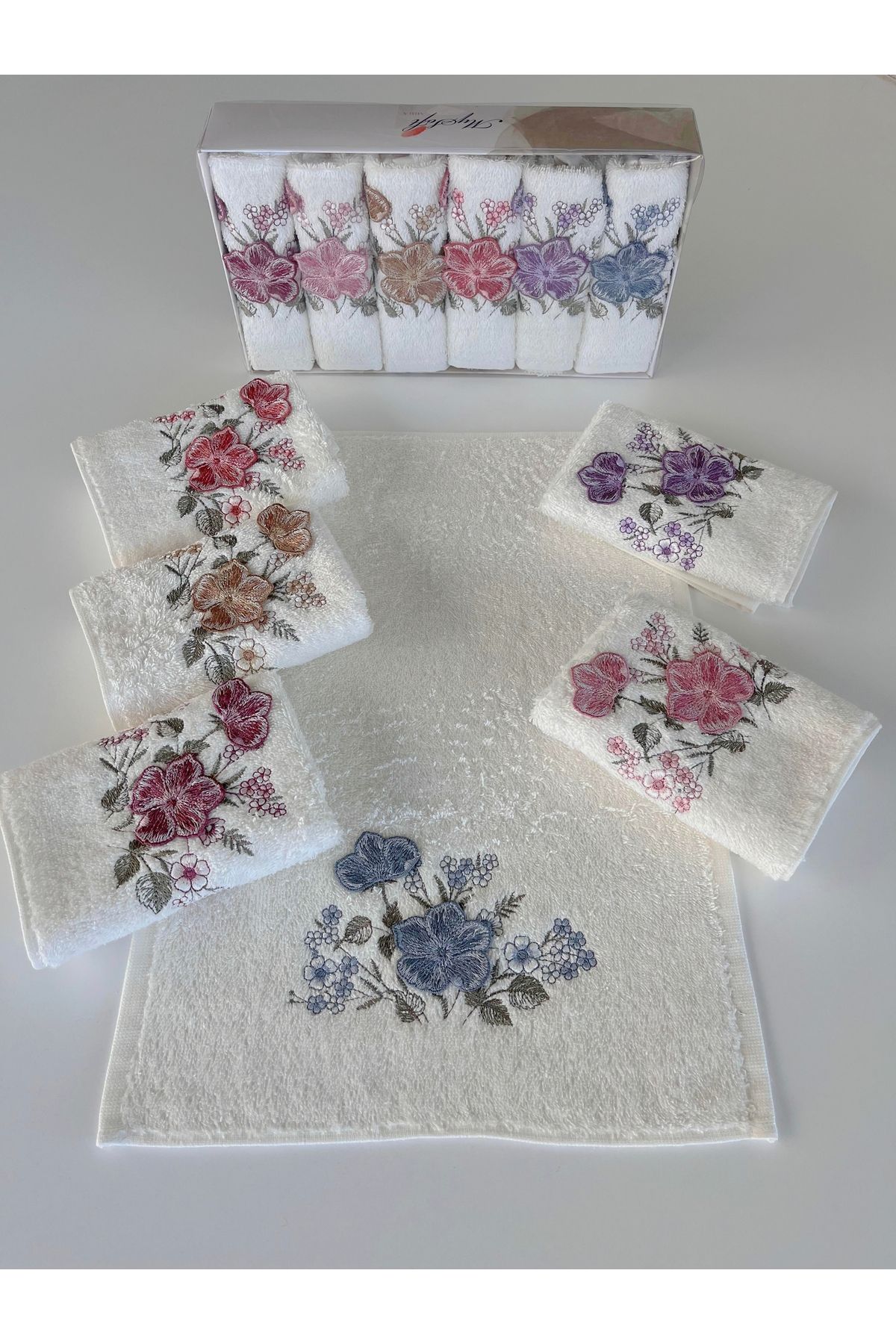 sarra MYSOFT 6'LI 30X50 3D NAKIŞLI HAVLU - AKASYA