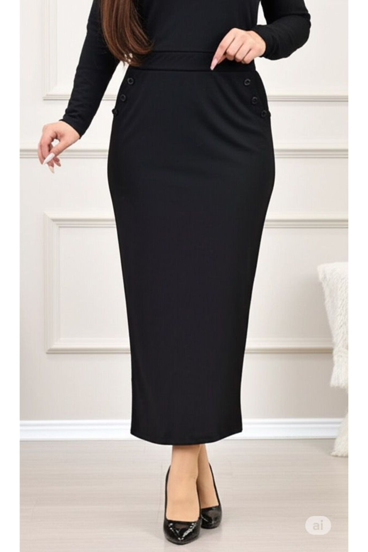 ECEYLÜL MODA CEPLİ (DÜGME DETAYLI 93-94cm) KALEM ETEK