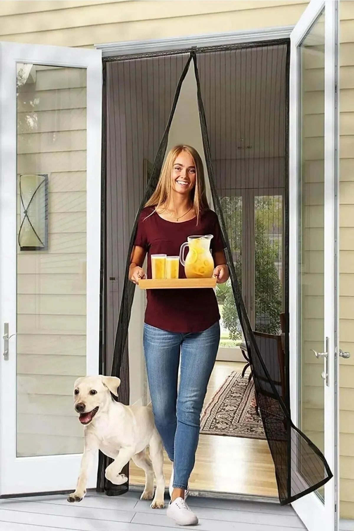 teknotrust Mıknatıslı Kapı Sinekliği Tül Perde Sineklik Balkon Bahçe Kapısı Sinek Böcek Önleyici 2 Parça