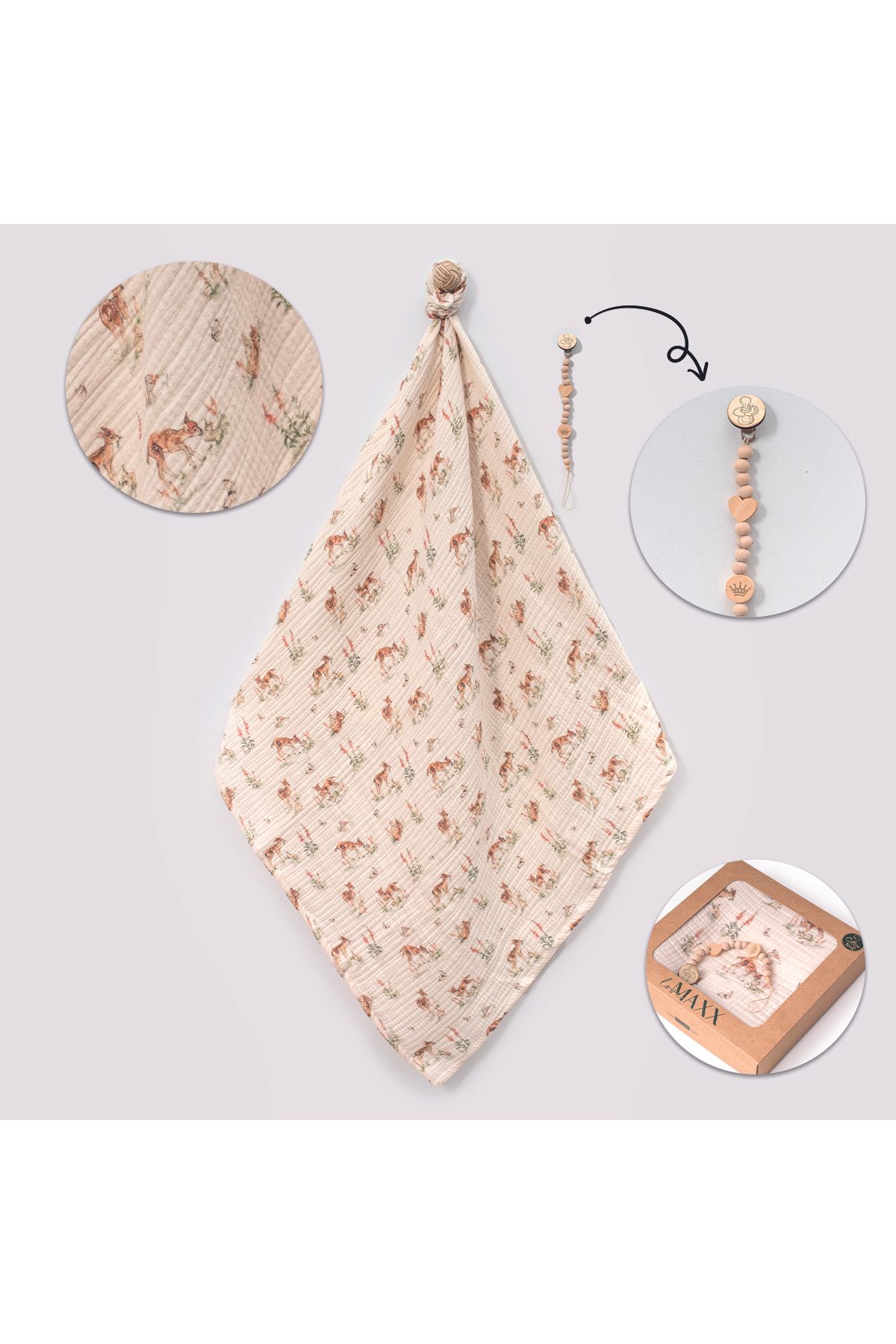 MİLAYS LİFE HOME COLLECTİON 3 KAT MÜSLİN BATTANİYE EMZİK TUTACAĞI KUTULU SET