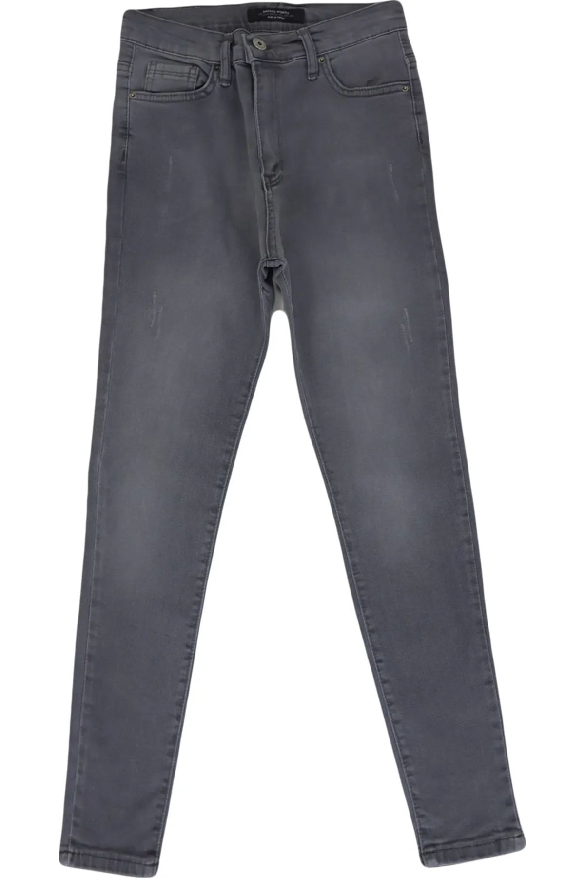 HACKER DENIM DMC TEKSTİL Kadın Gri Yüksek Bel Dar Kesim Dar Paça Jean Pantolon