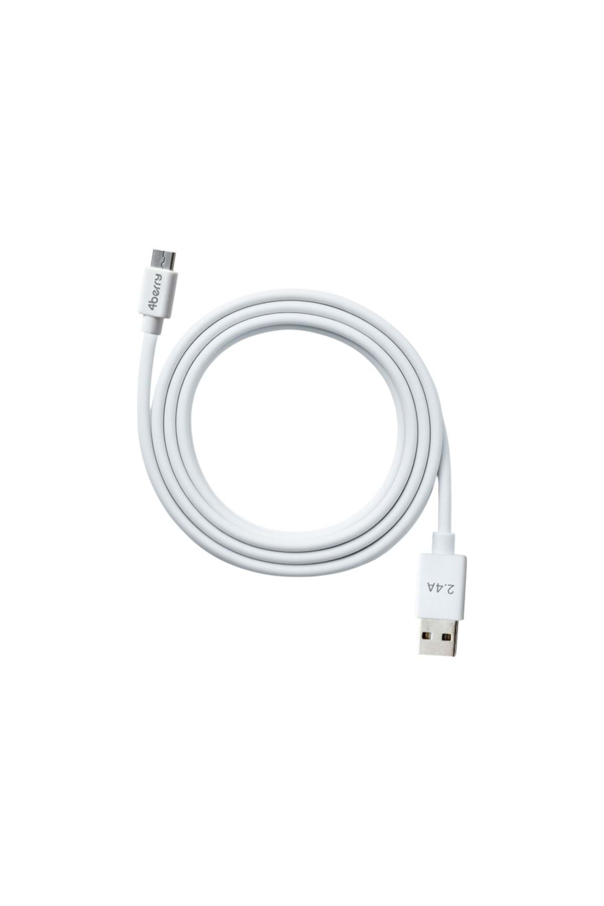 4Berry Eco-amt Beyaz Usb-a-micro Usb Kablo – 1.2 M, 2.4 A Hızlı Şarj