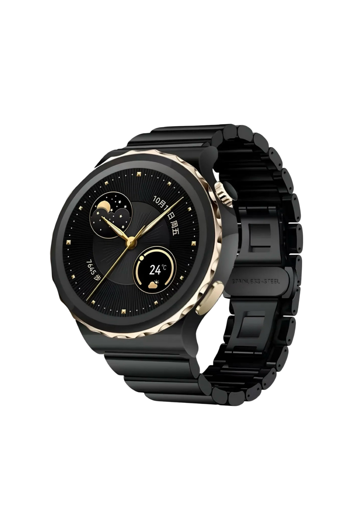 Holatec Siyah Kasa Gold Kadran Süper HDAmoled Ekran Gt3 Pro Smart