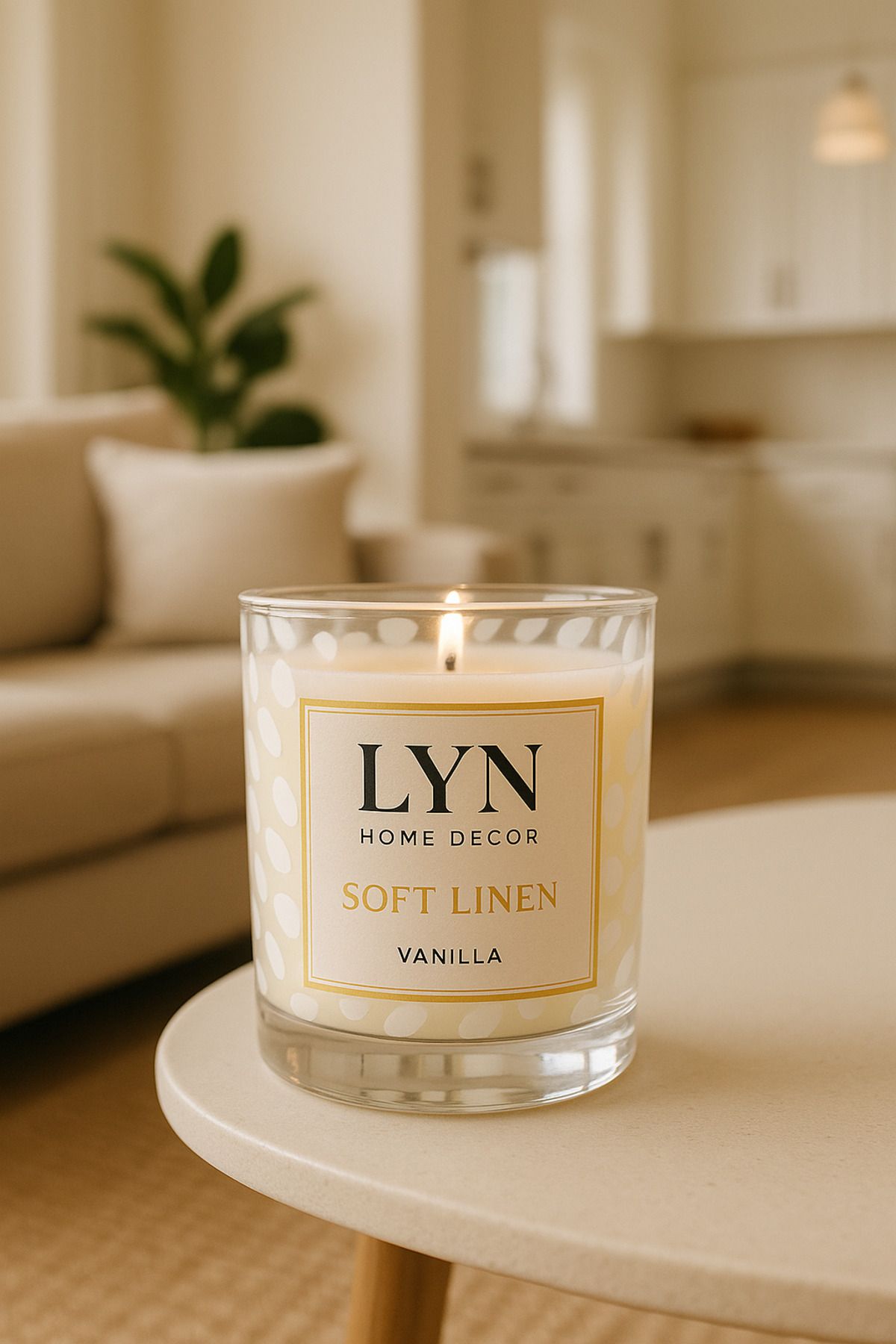 LYN HOME & DECOR Beyaz Benekli Vanilyalı Bardak Mum