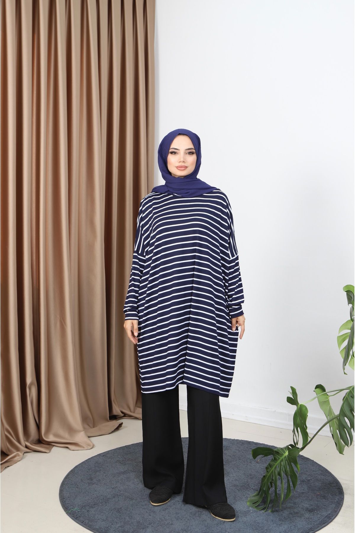 NİSUM MODA ÇİZGİLİ PENYE TUNİK