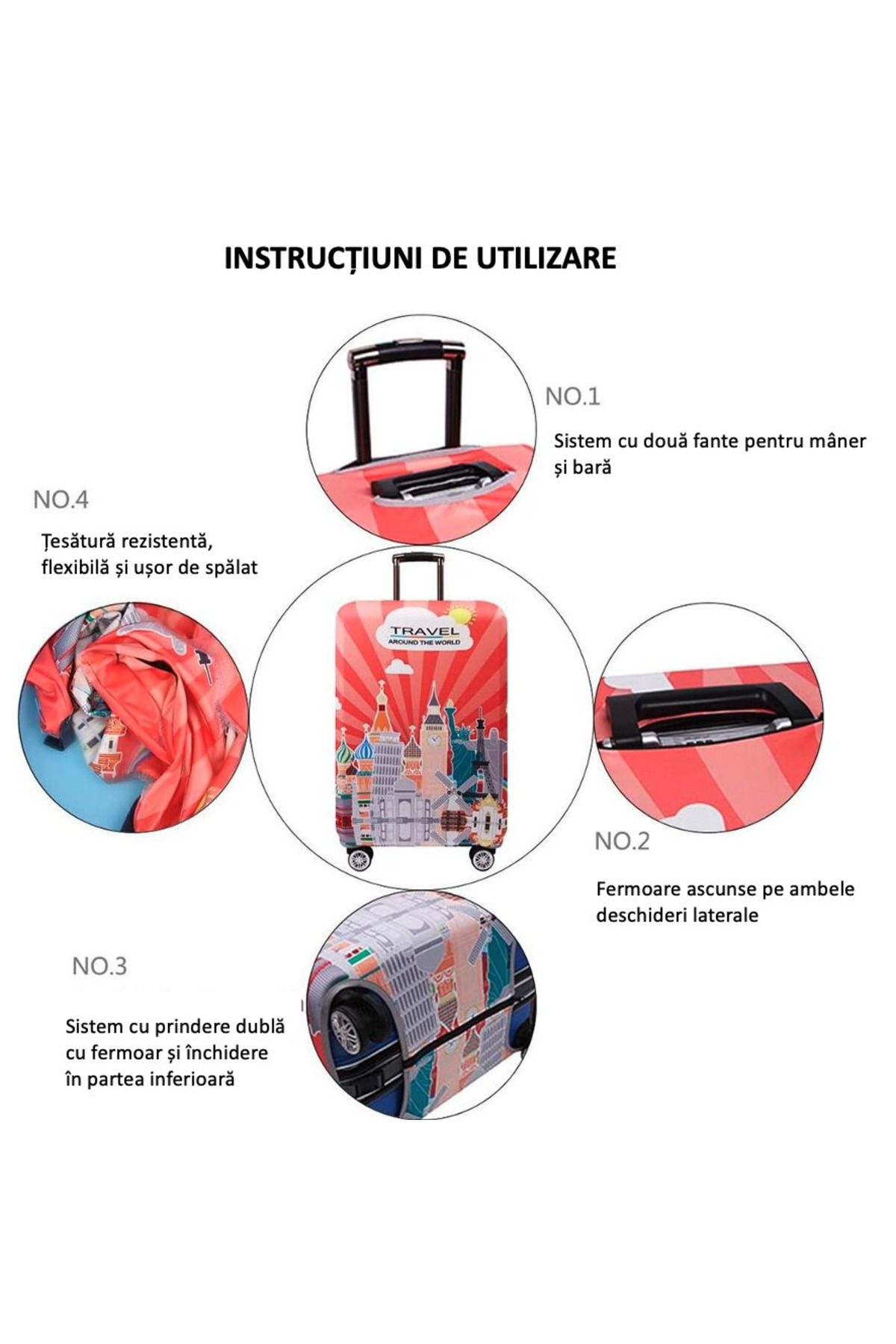 TYBO-Trolley protective cover, made of polyester, elastic, hidden zipper closure, size M 6