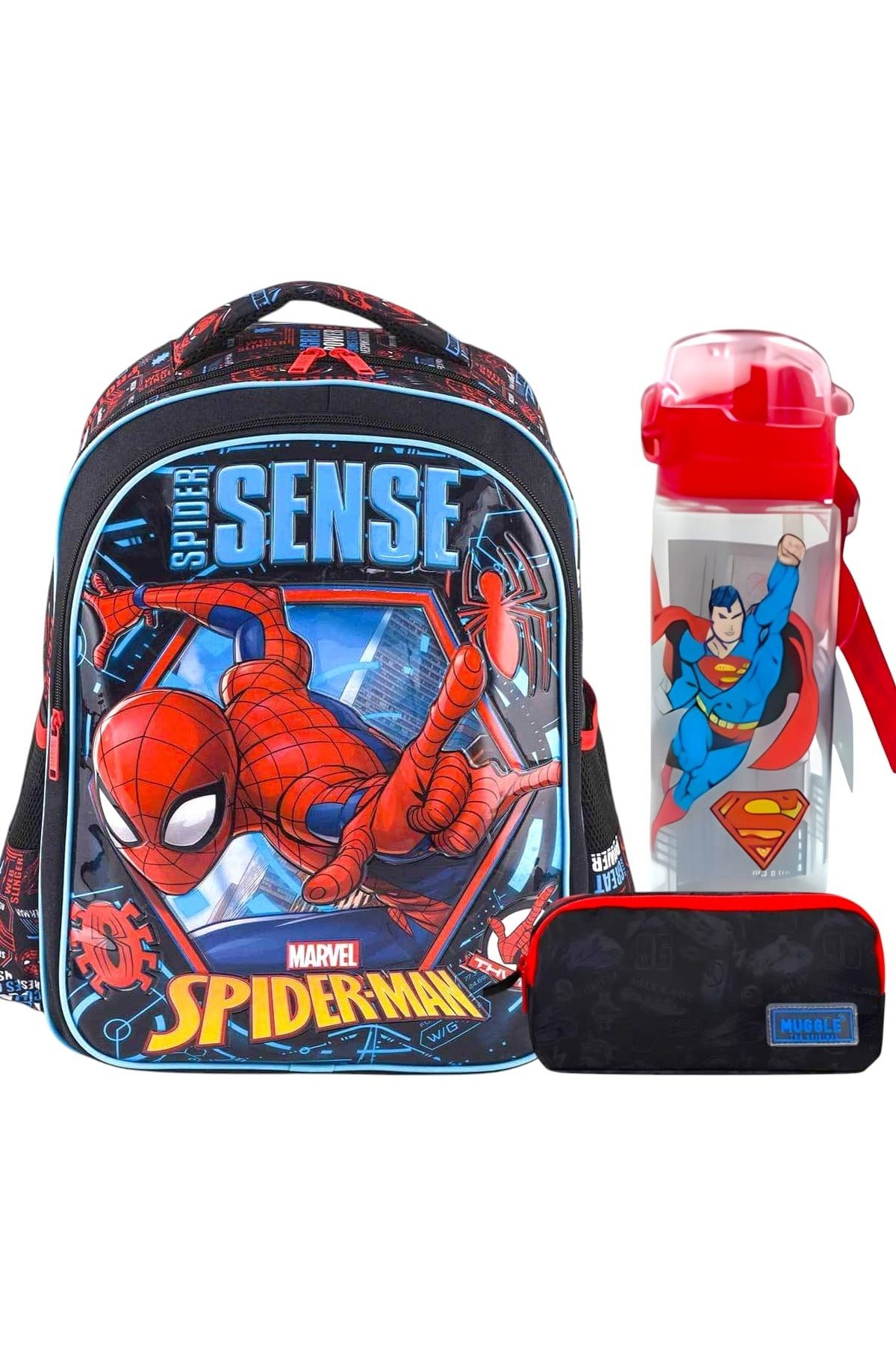 Marvel Lisanslı Okul Çantası Kalem Çantası Set - Lisanslı Suluk&Matara Hediye