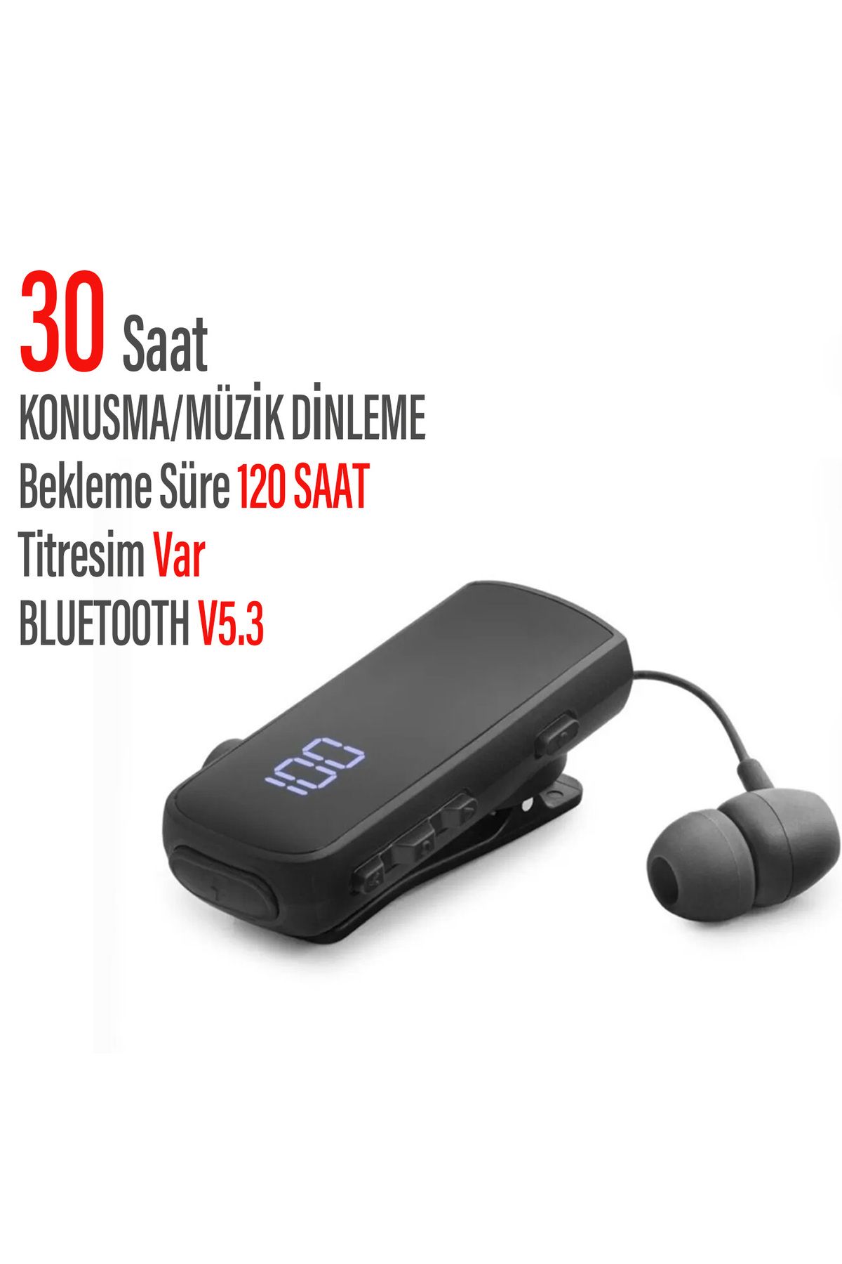 EXENAR Android & iOS Uyumlu Makaralı Titreşimli Bluetooth Kulaklık Rüzgar Kesici Dijital Kulaklık 30 Saat
