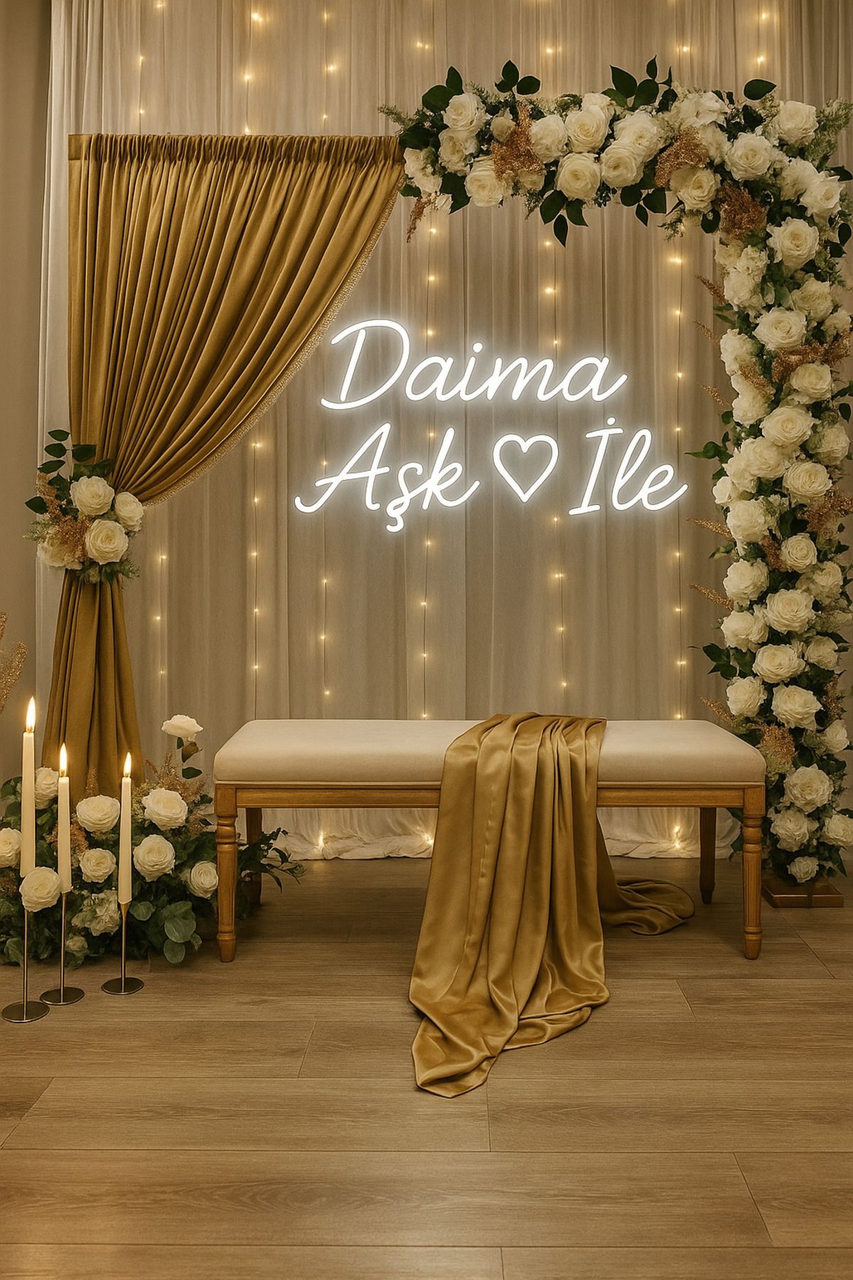 Magnetfoto Daima aşk ile yazılı neon tabela söz nişan 60x30