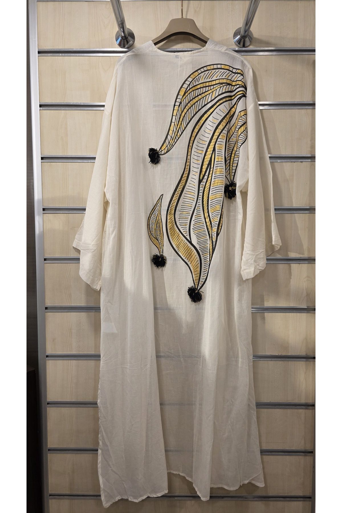 Park Moda Kimono Dalga Desen Ham Pamuk