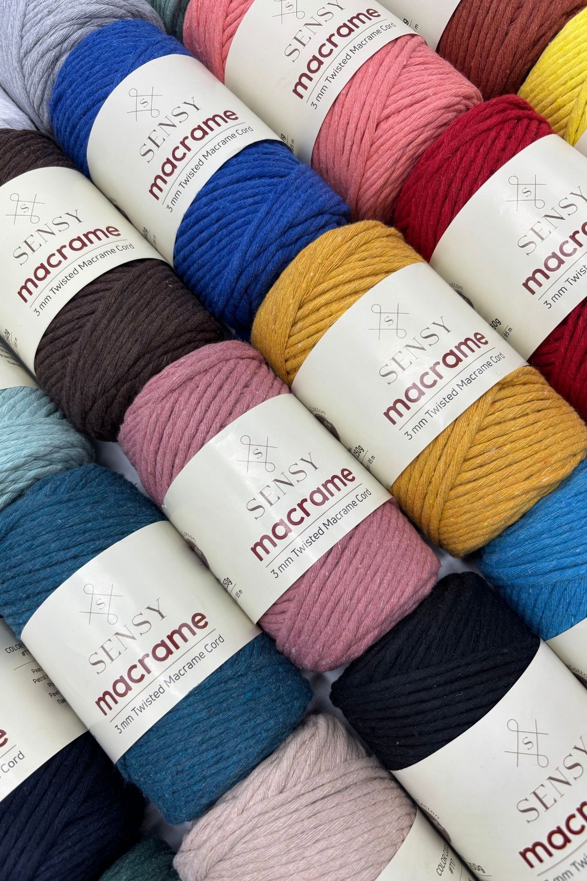 SENSY-Tarnishable Macrame Cord 3mm Tarnishable Cotton Macrame Cord Macrame Cord Natural White 5