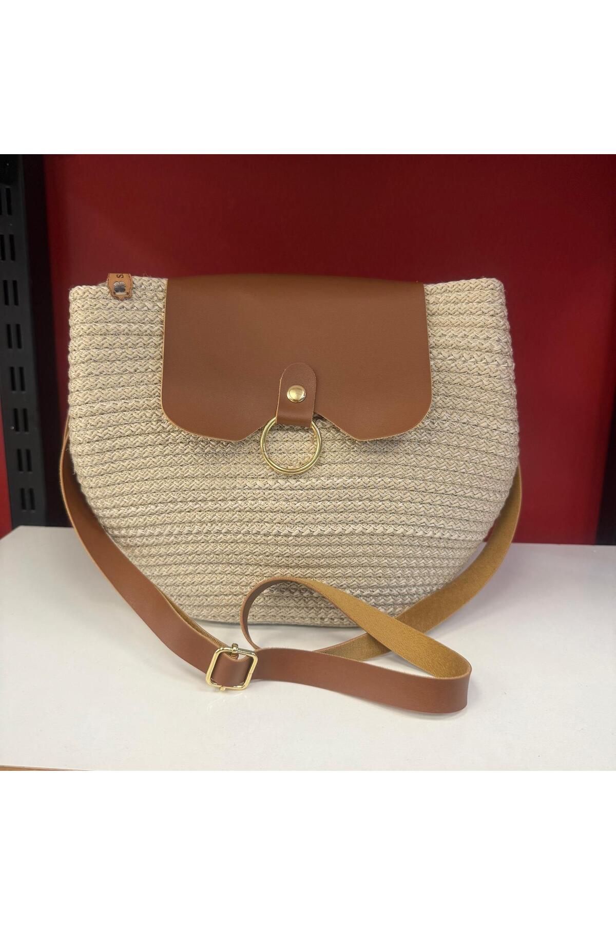 Butik Hasır Örme Kol Çantası