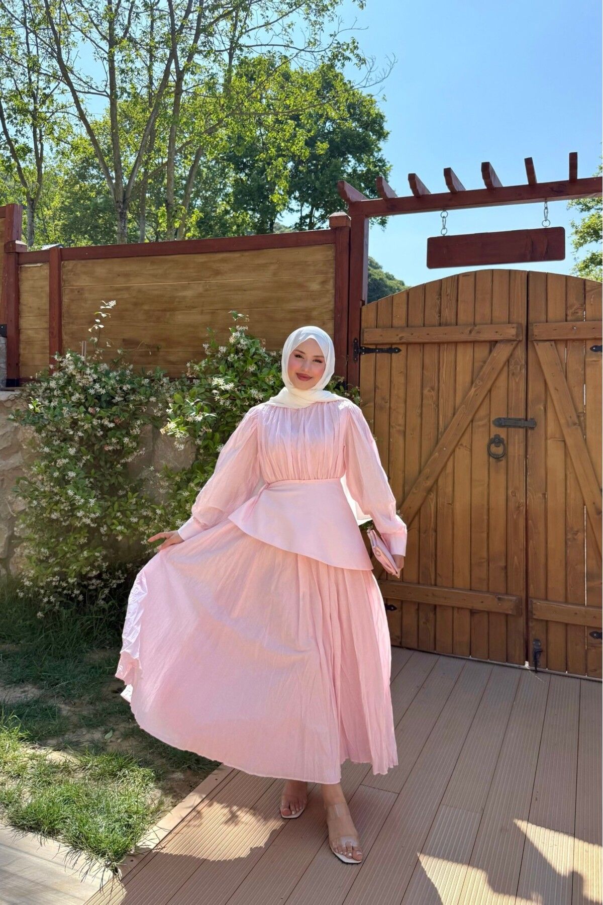 lurex moda Mira Pamuk Keten Elbise