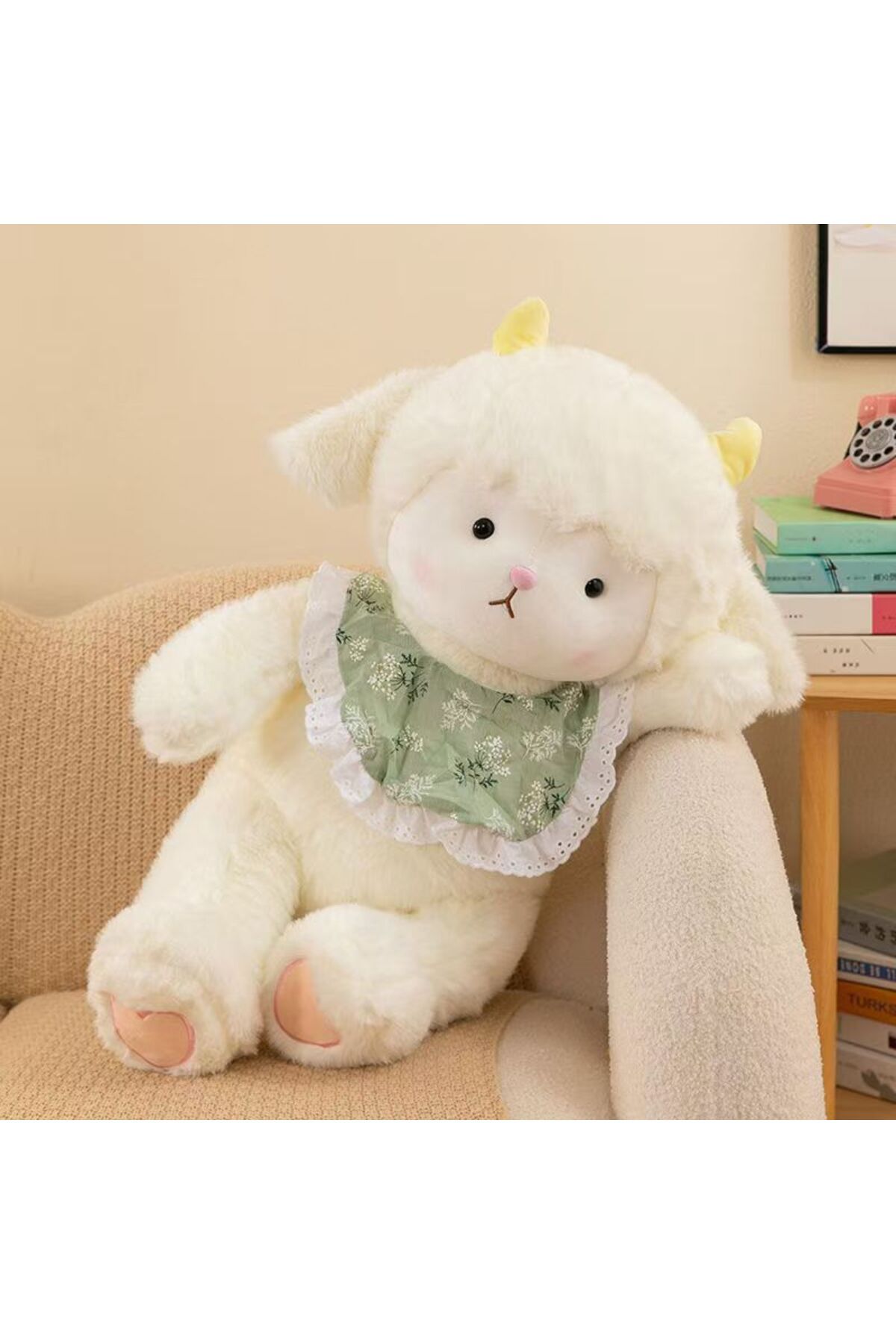 Online 55 Cm Yumuşak Sevimli Önlüklü Koyun Peluş Uyku Arkadaşım Sevimli Kuzu Peluş