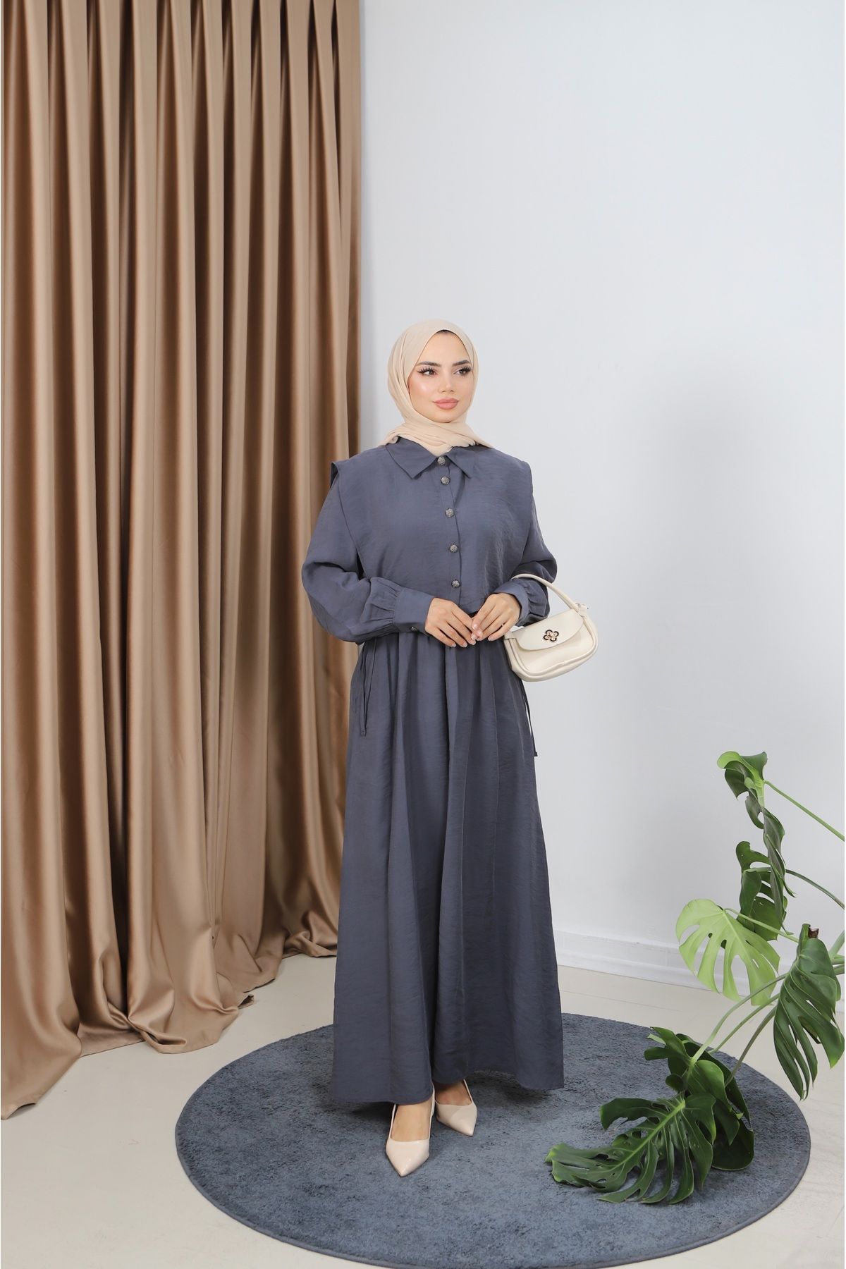 NİSUM MODA GÖMLEKLİ MODAL ELBİSE