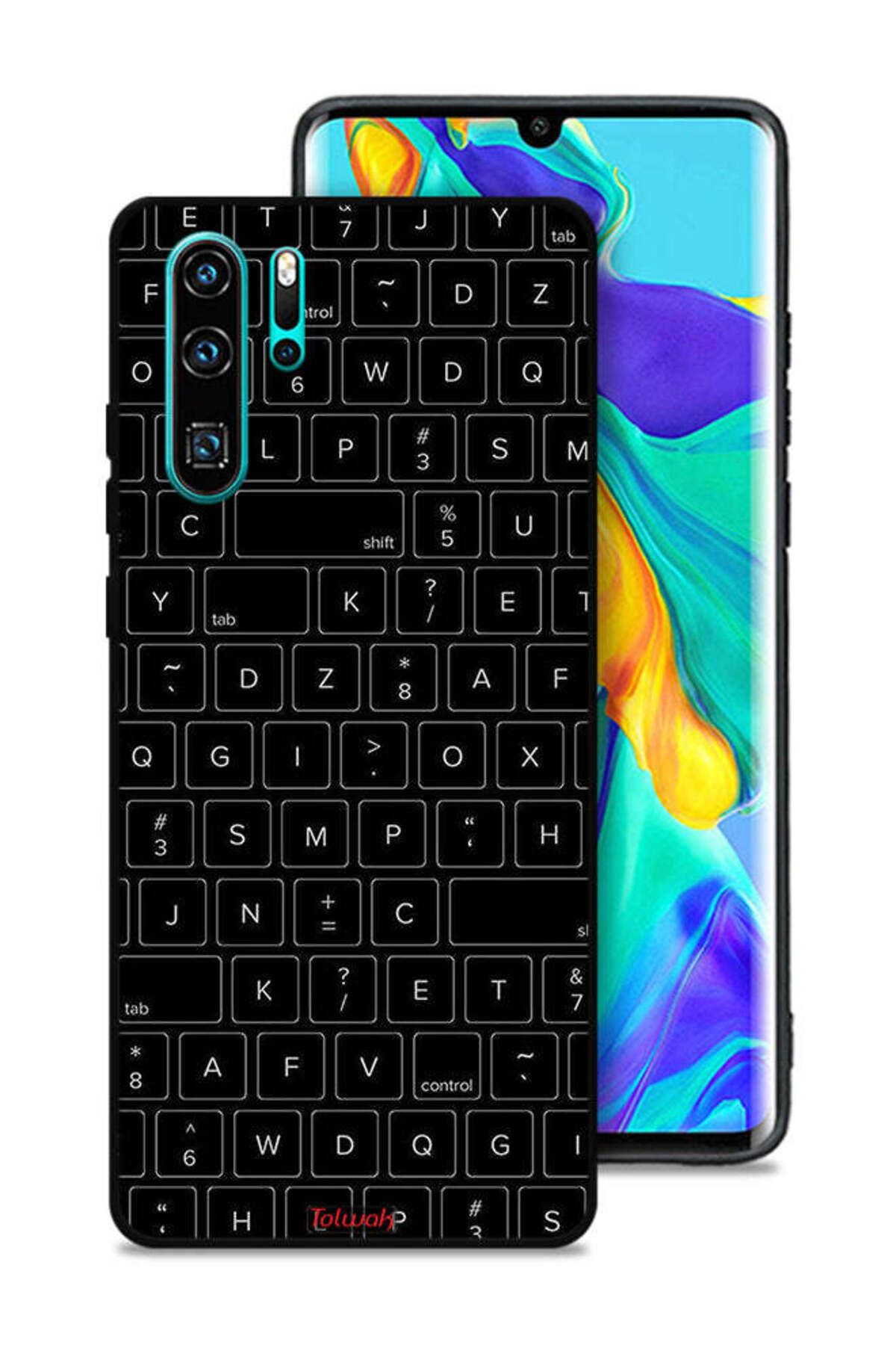 Tolwak-Huawei P30 Pro Protective Case Cover Random Keyboard Keys Pattern 1