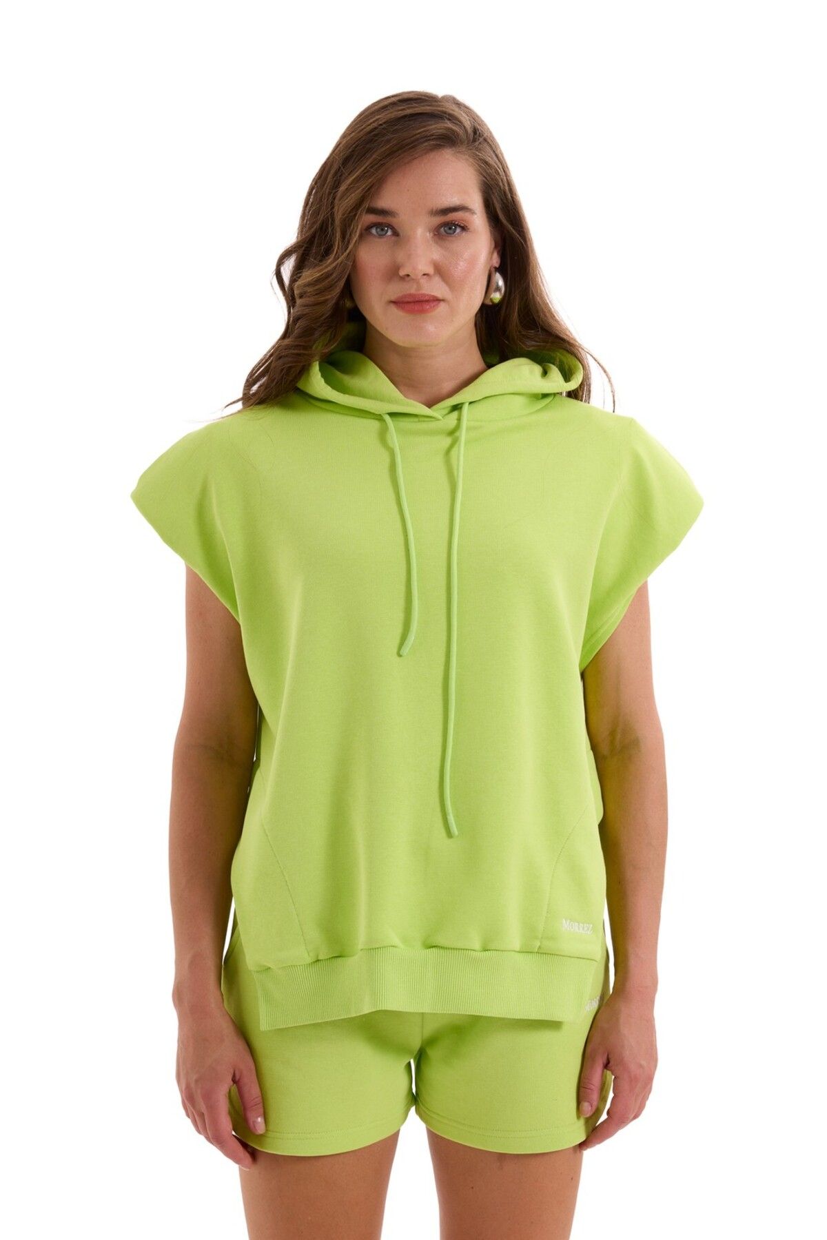 MORREZ Yeşil Vatkalı Kısa Kollu Sweatshirt