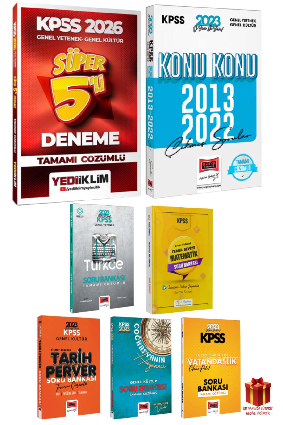 Yediiklim Yayınları 2026 Yediiklim KPSS Deneme+Yargı KPSS Çıkmış Sorular+GYGK Soru Bankası Seti+Hediye