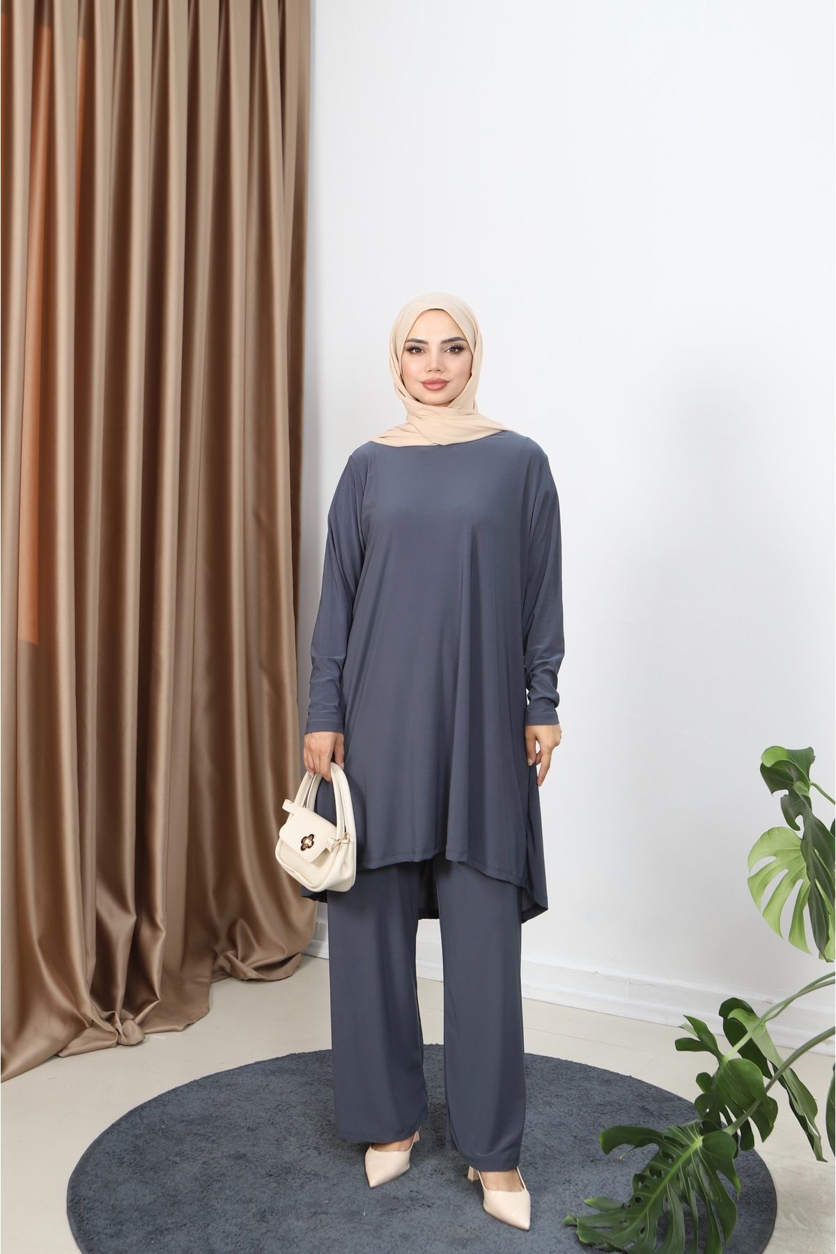 NİSUM MODA UZUN TUNİKLİ SANDY TAKIM