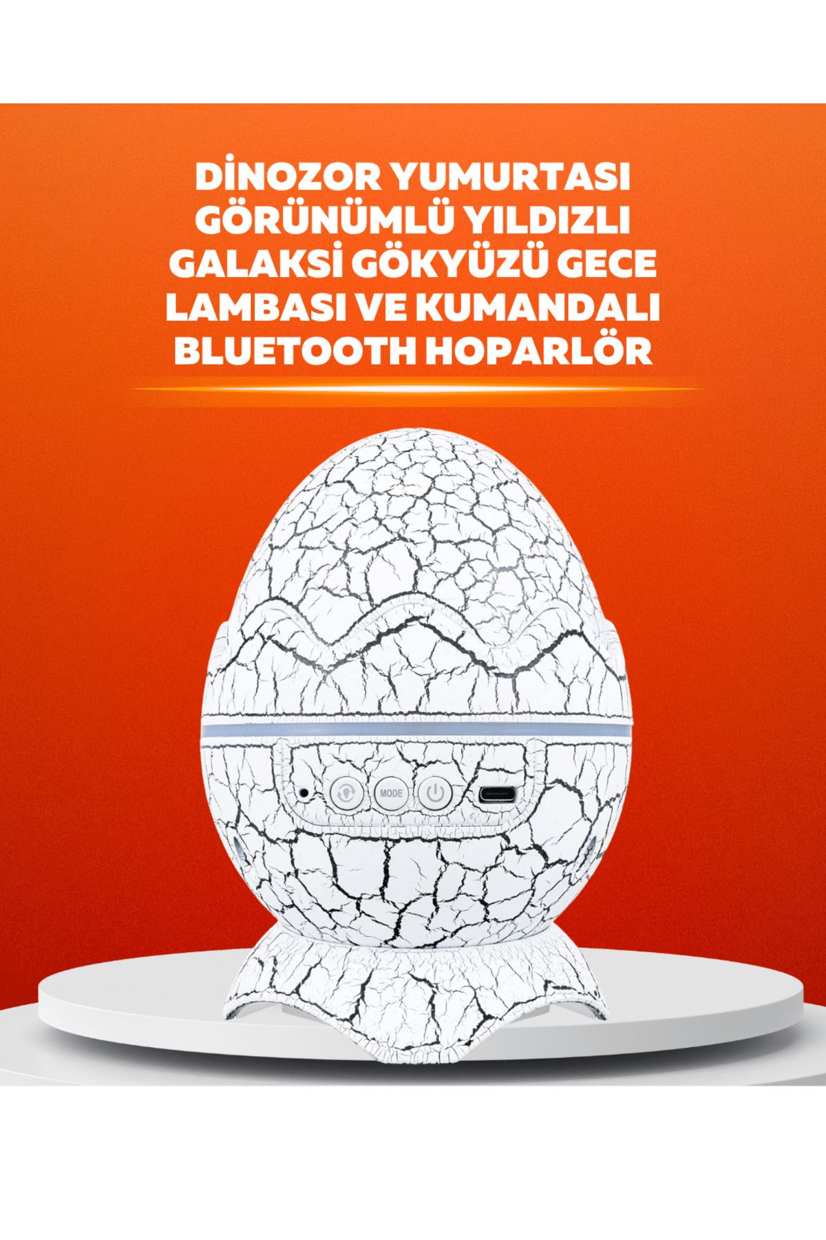 teknodayım Dinozor Yumurtası Tasarımlı Projektörlü Gece Lambası