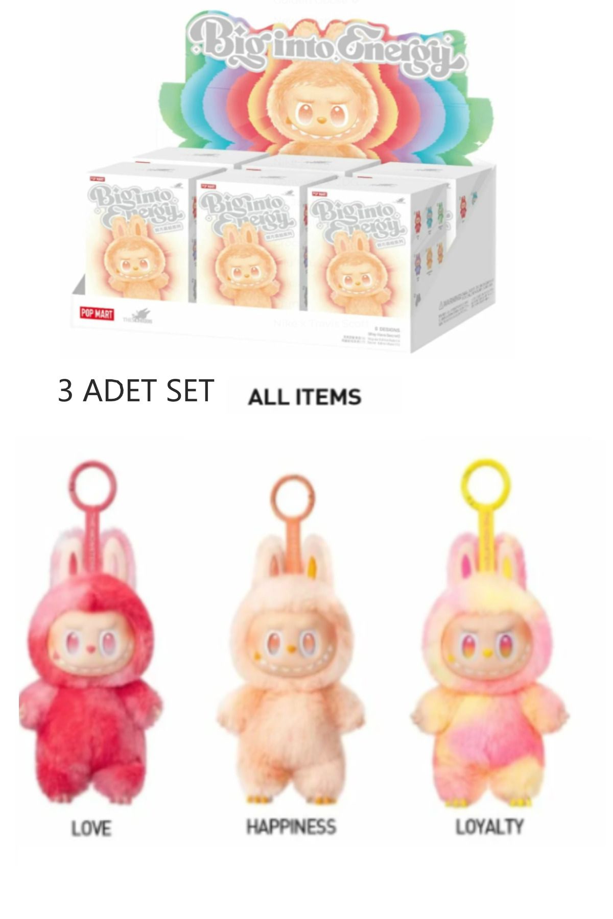 FO Labubu Have A Seat, Exciting Macaron The Monsters, Biginto Energy Labubu 3 Adet Fırsat Seti