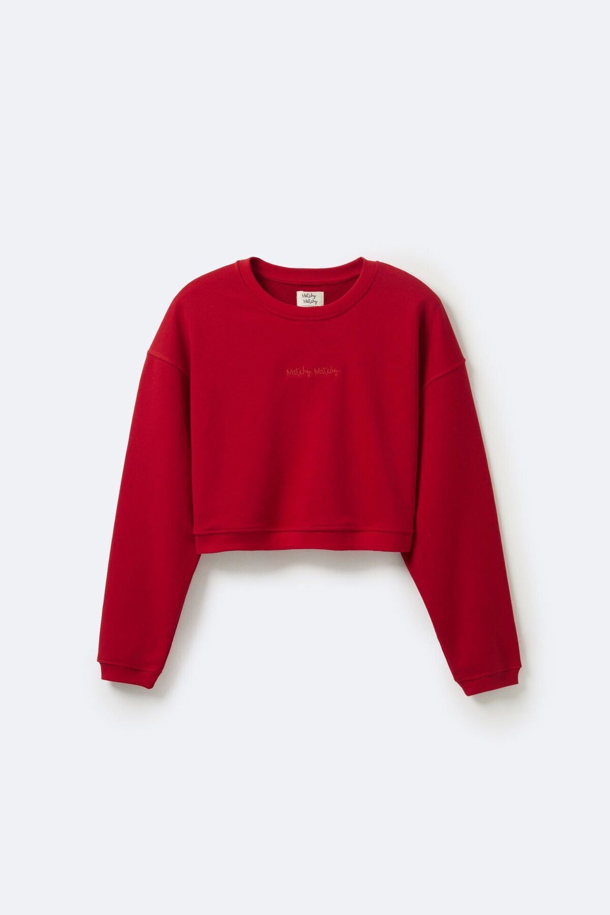 Matchy Matchy Kadın Crop Red Sweatshirt