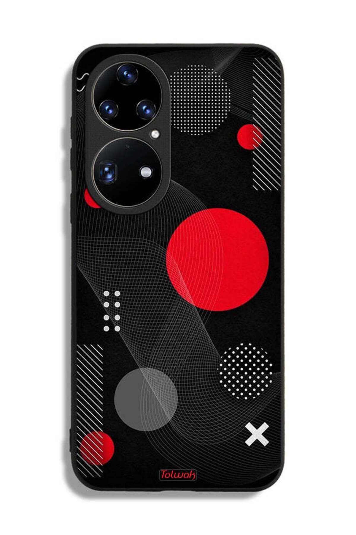 Tolwak-Huawei P50 Pro Protective Case Cover Round And Cross Shape Pattern 2