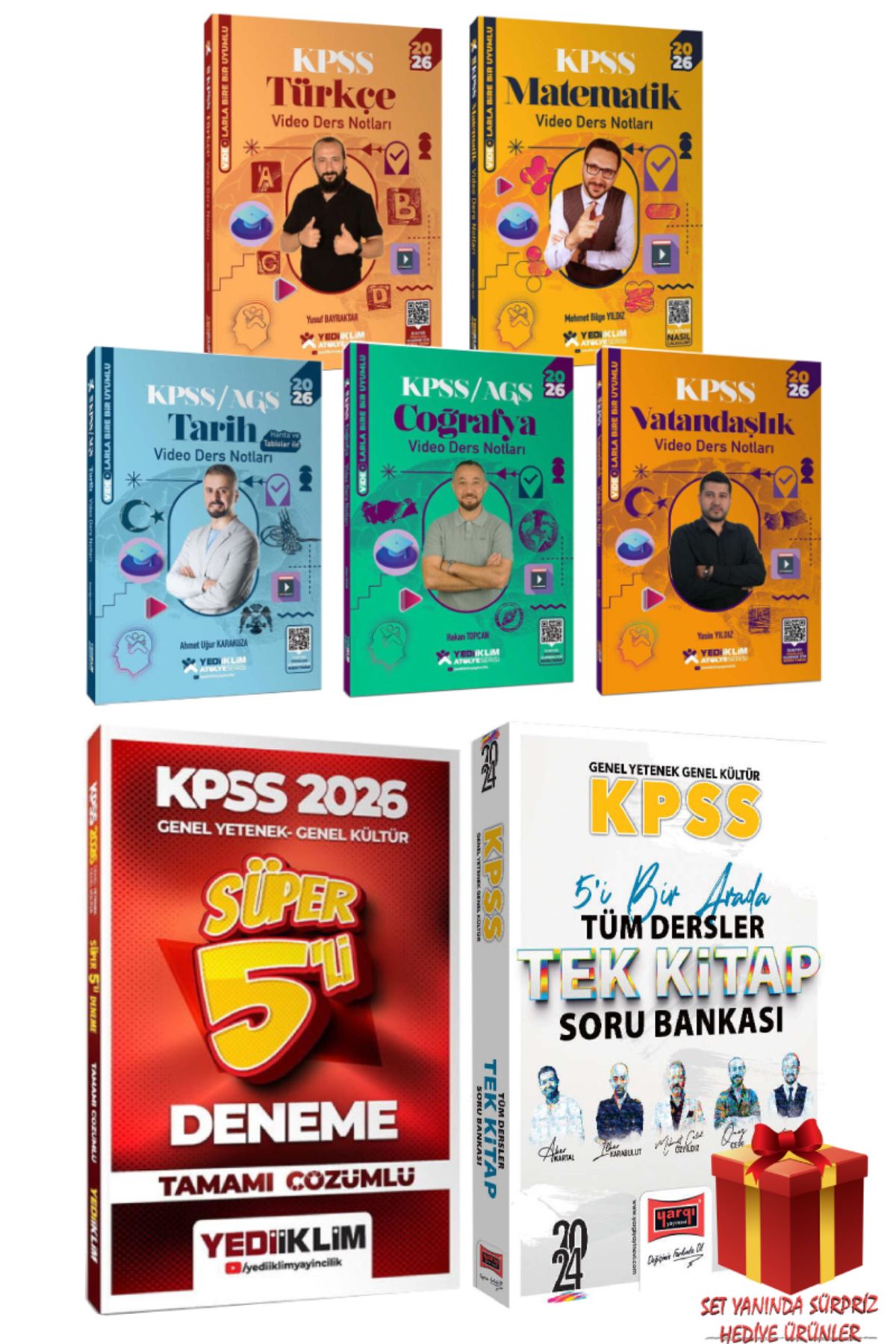 Yediiklim Yayınları 2026 Yediiklim KPSS Video Ders Notu Seti+Yediiklim KPSS Deneme+GYGK Soru Bankası Seti+Hediye