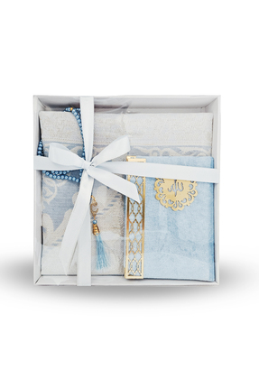 Yeşilipek Özel Kutuda Kadife Kaplı Yasin Kitabı Tesbih Seccade Seti - Mavi