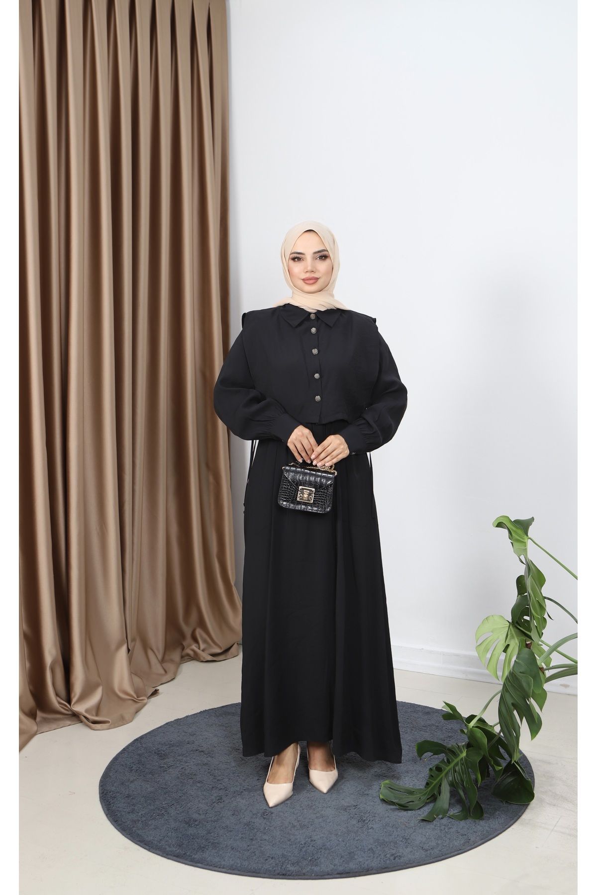 NİSUM MODA GÖMLEKLİ MODAL ELBİSE