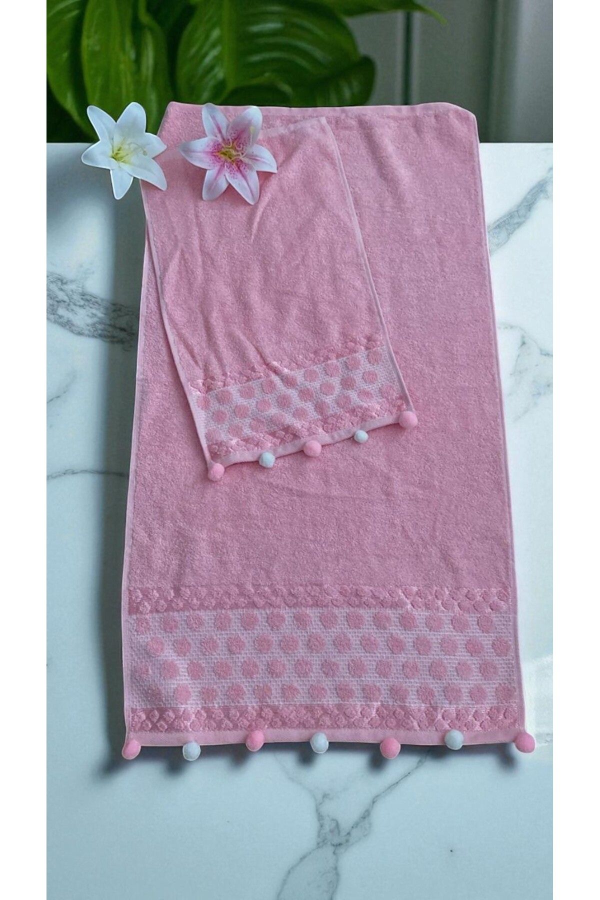 MİLAYS LİFE HOME COLLECTİON ANALI KIZLI POMPONLU 2 Lİ HAVLU SET