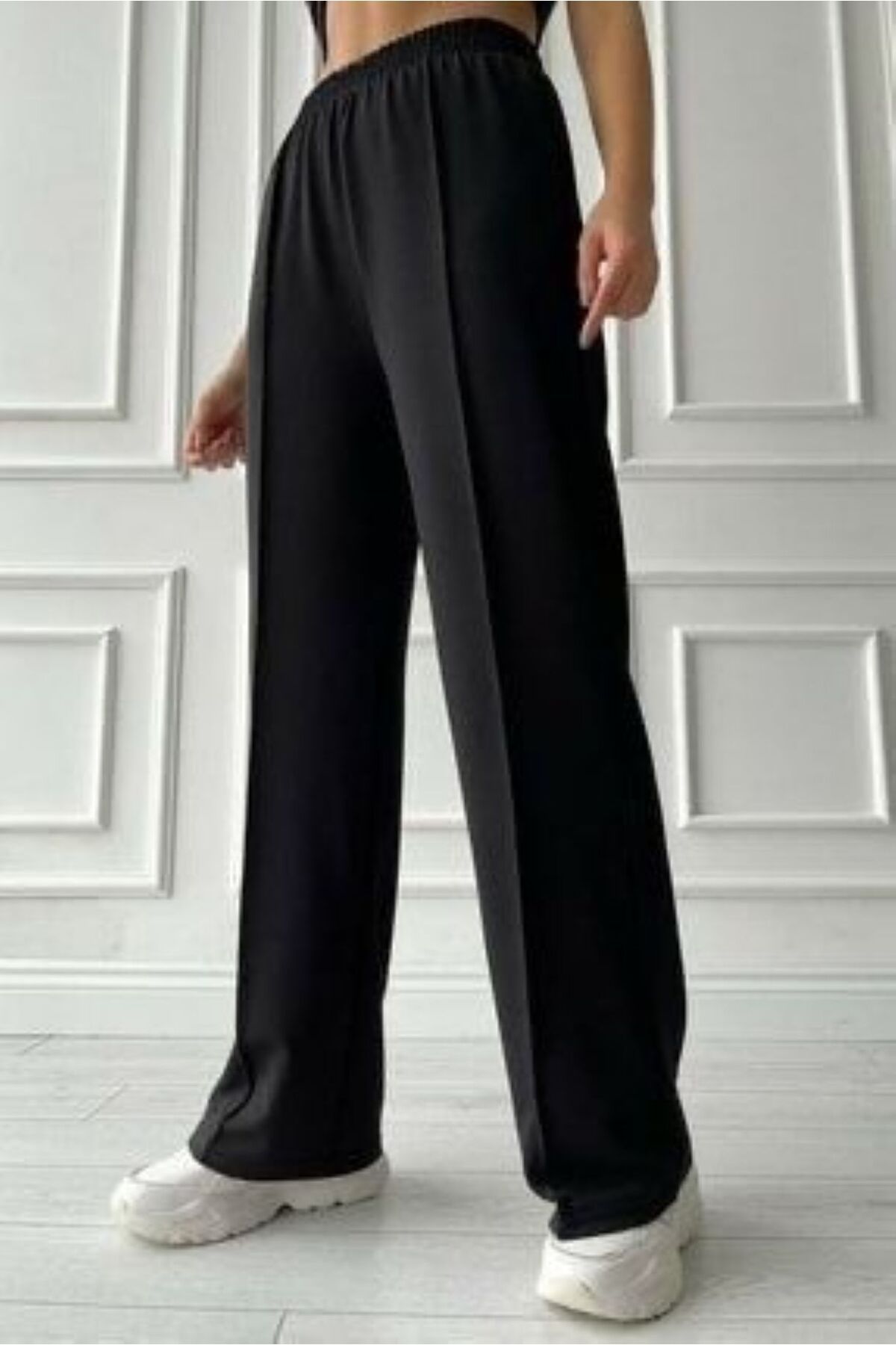 ervafashion Siyah Günlük Rahat Giyim Bol Paça Yüksek Bel Mevsimlik İki İpilik EŞOFMAN Altı Unisex