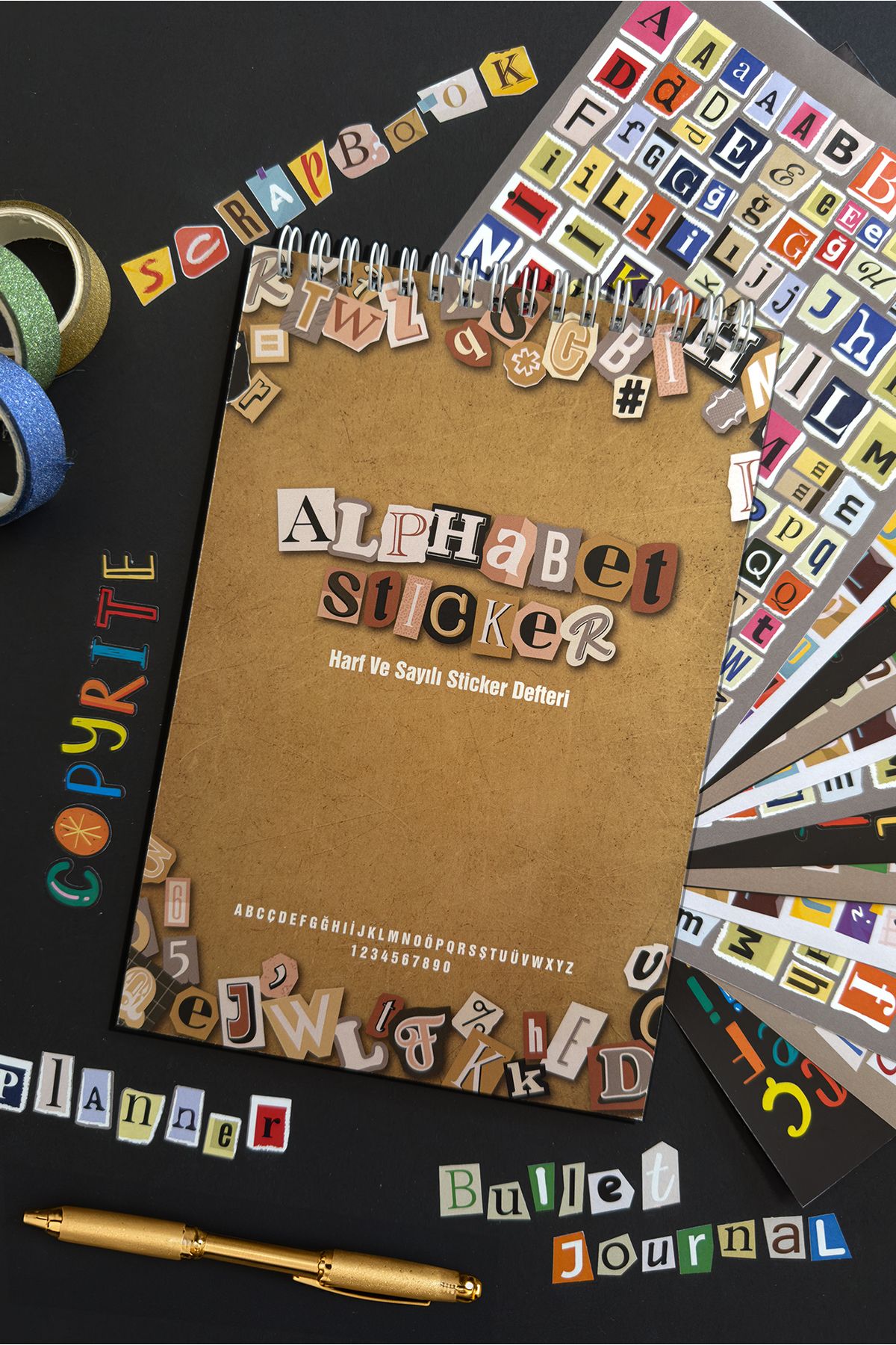 Copyrite Harfler Sticker Defteri 1690+ Adet Bullet Journal, Scrapbook, Harfli, Sayılı, Sticker Defteri