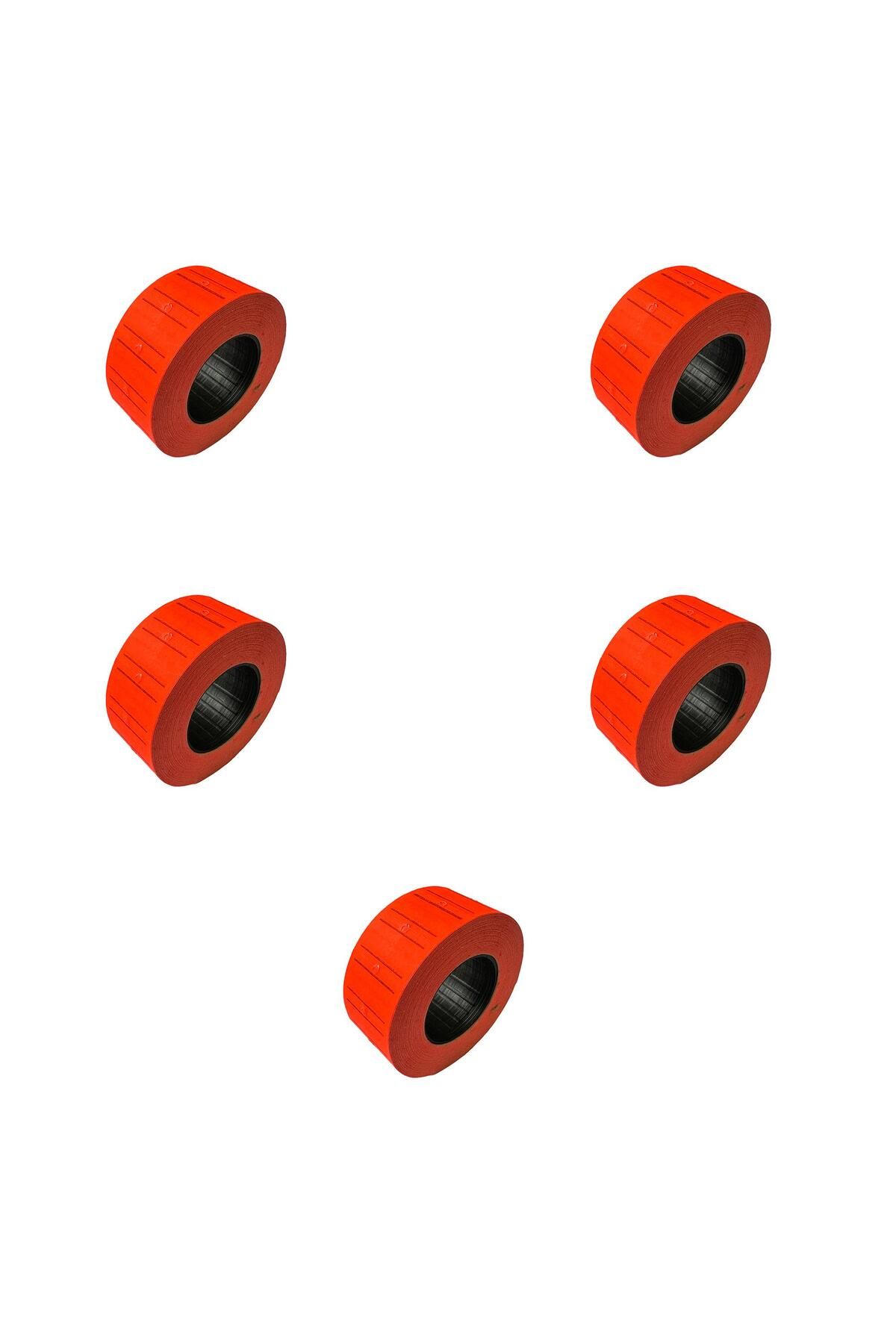 omeyva Motex Tanex Makine Etiketi Kraft Fiyatlandırma Numaralandırma Bant-12x21 mm -800'lü -Kırmızı -5 Adet