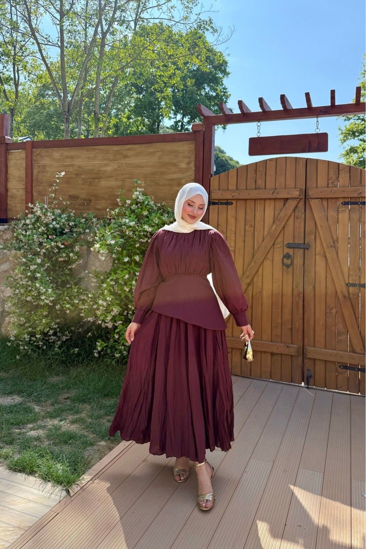 lurex moda Mira Pamuk Keten Elbise