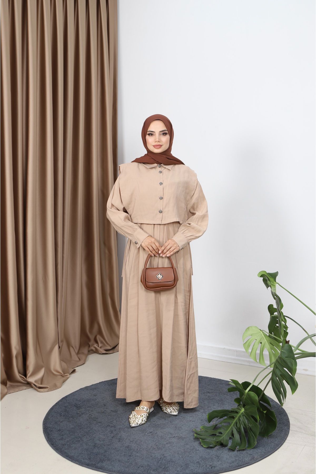 NİSUM MODA GÖMLEKLİ MODAL ELBİSE