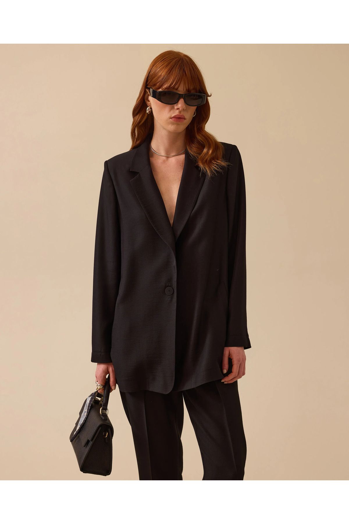 SEÇİL Tek Düğmeli Oversize Ceket