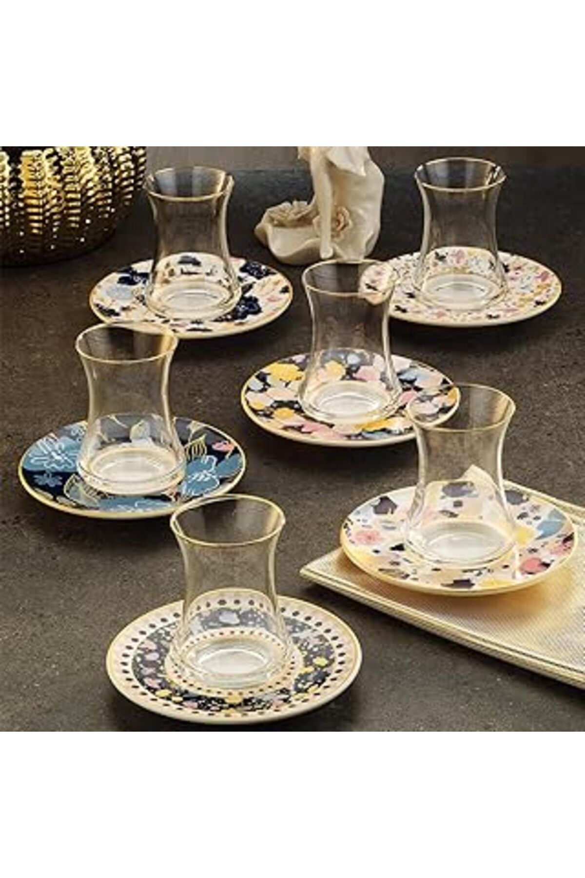 ASİTAN Sandro Moreno 1453 Potpuri Gold 12 Parça Altı Kişilik Çay Seti 110 Ml