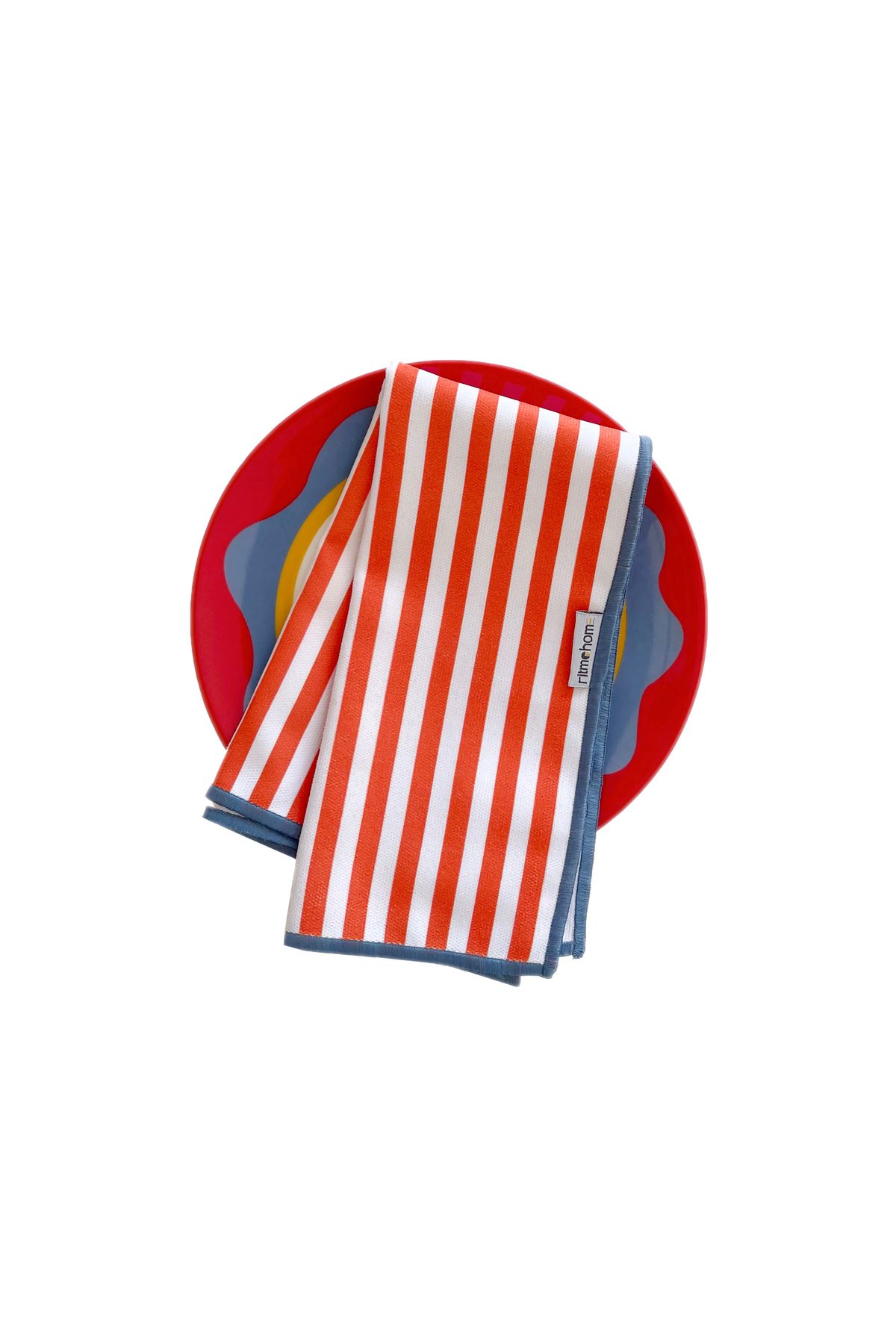 RİTMOHOME Etnik, Çizgili, Baskılı, Renkli, Kenar Biyeli Kumaş Servis Sunum Peçetesi Büyük Boy 40x40 (2 ADET)