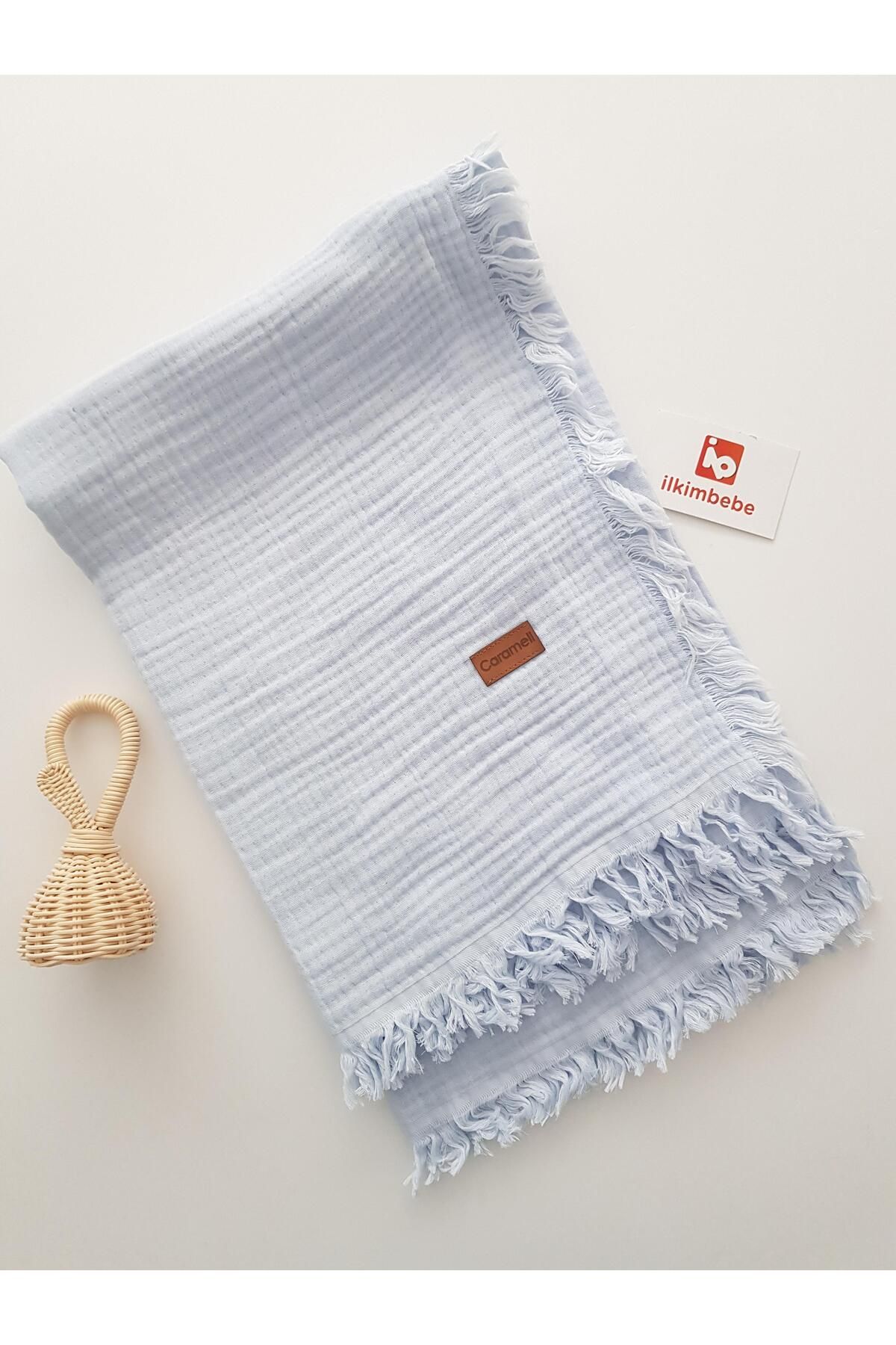 ilkimbebe Püsküllü Çift Katlı Müslin Bebek Battaniyesi 120x120