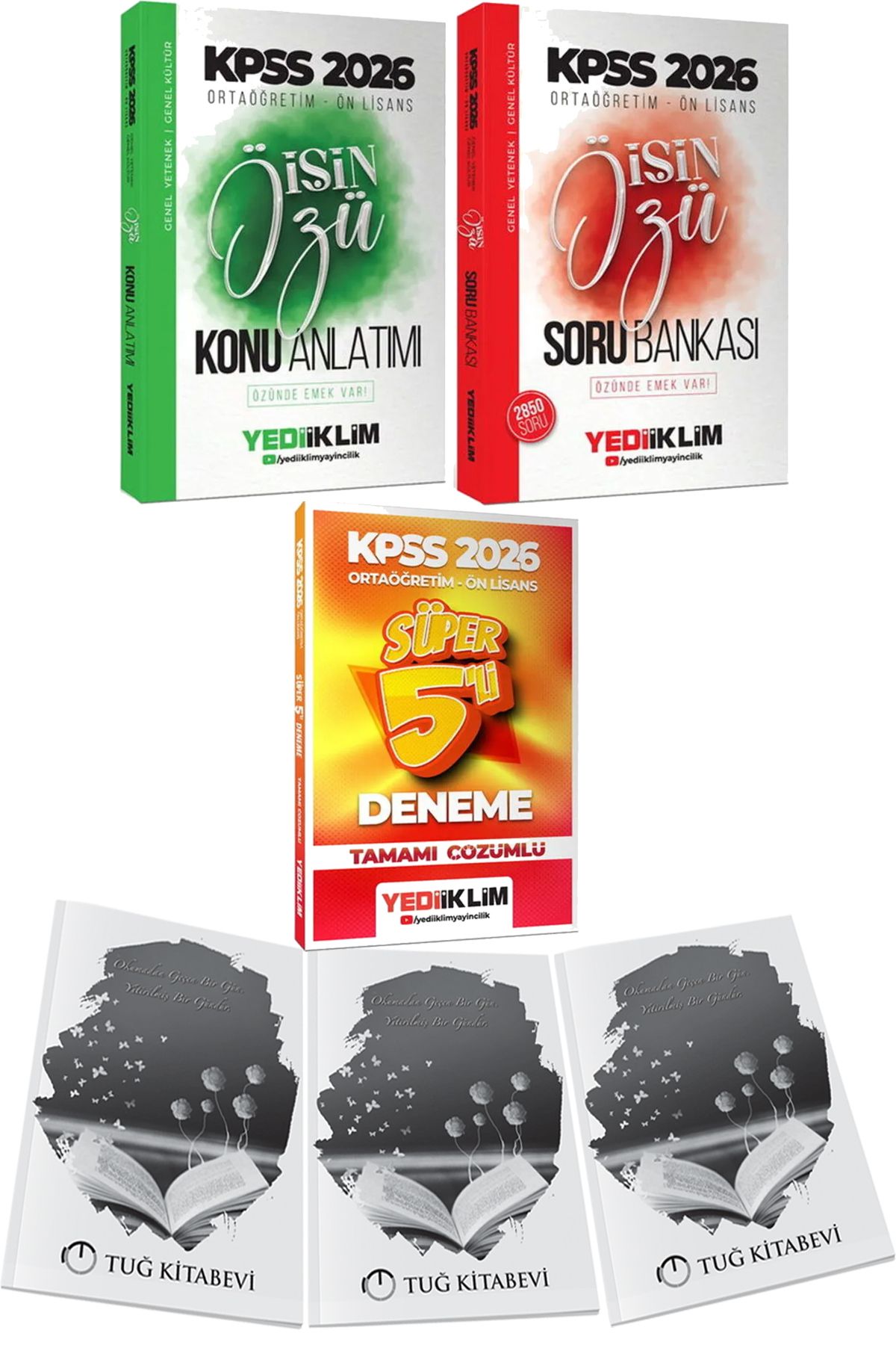 Yediiklim Yayınları 2026 Kpss Ortaöğretim-Önlisans İŞİN ÖZÜ Tek Kitap Konu ve Soru - Süper 5 Deneme + Hediye