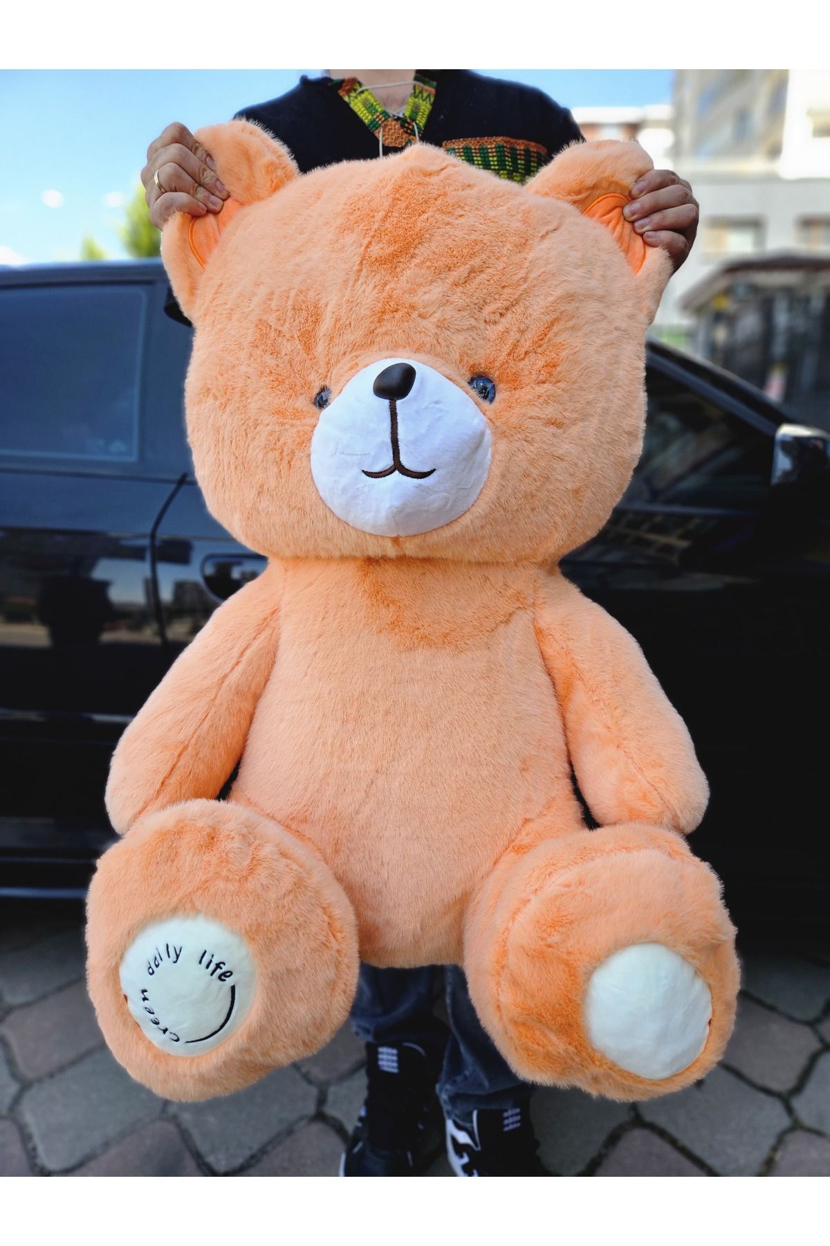 Online 80 Cm Sevimli Büyük Boy Turuncu Renk Peluş Ayı 1.Sınıf Kalite Uyku Arkadaşım Ayıcık