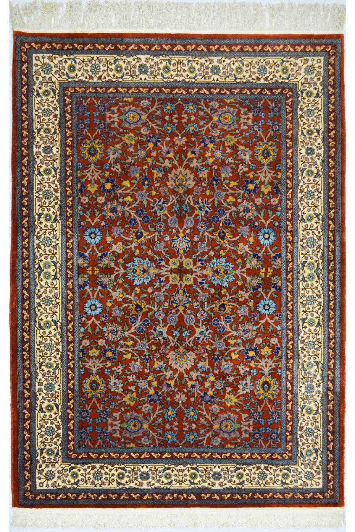 Handmade Yedi Dağın Çiçeği Desenli Bordo Renk El Dokuma Hereke Halısı 132x207 cm (2.73 m²)