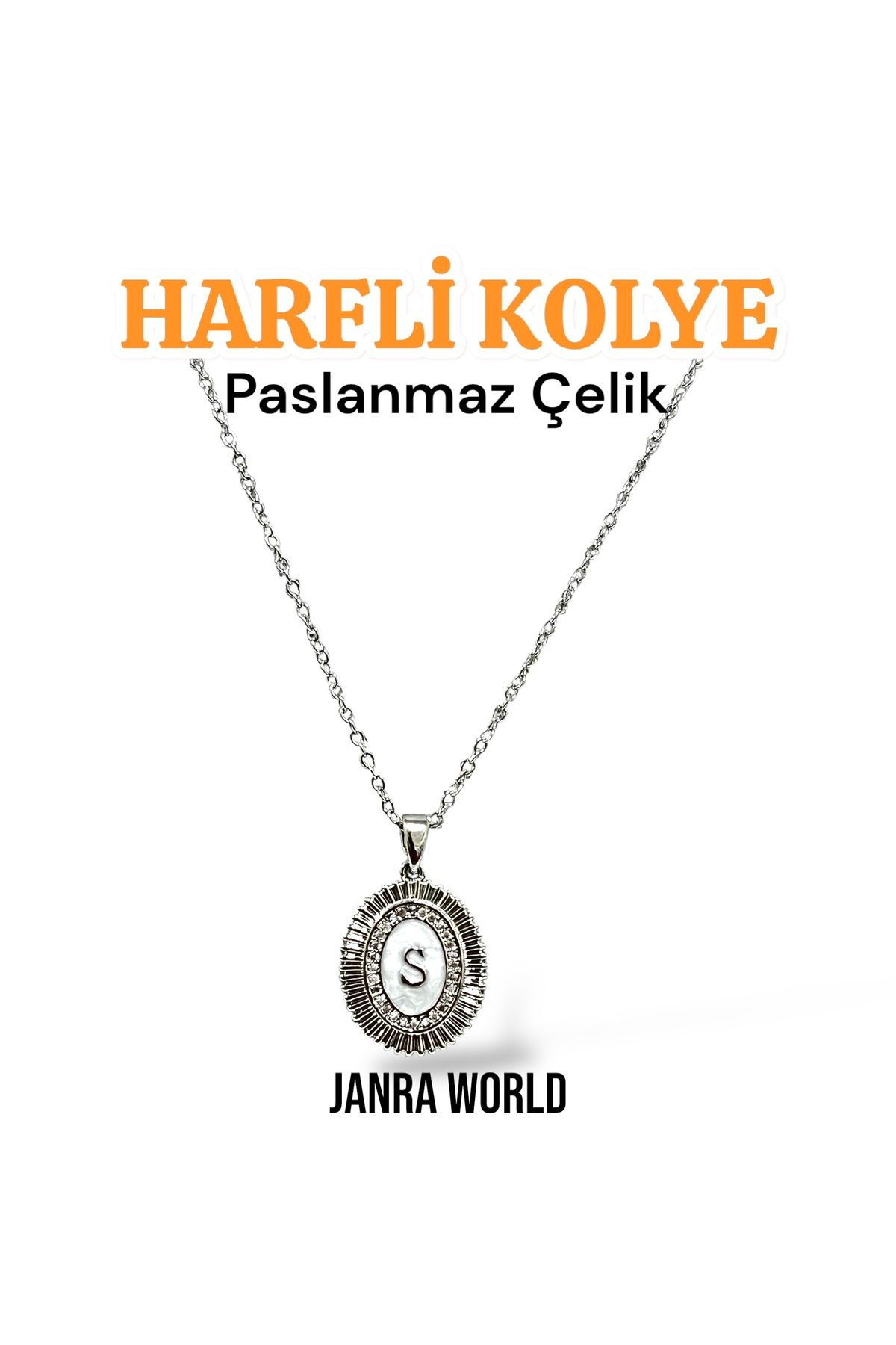 JANRA WORLD Harfli Model Çelik Kolye – Paslanmaz Çelik – Kadın Gold & Silver Renk Seçenekli HARFLİ KOLYE
