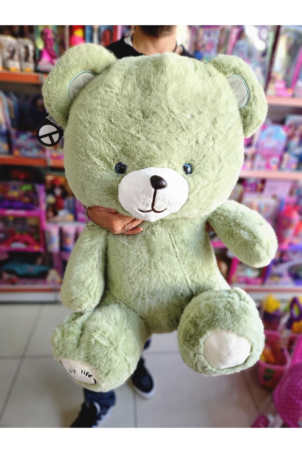 Online 80 Cm 1.Sınıf Kalite Uyku Arkadaşım Ayıcık Sevimli Büyük Boy Yeşil Renk Peluş Ayı