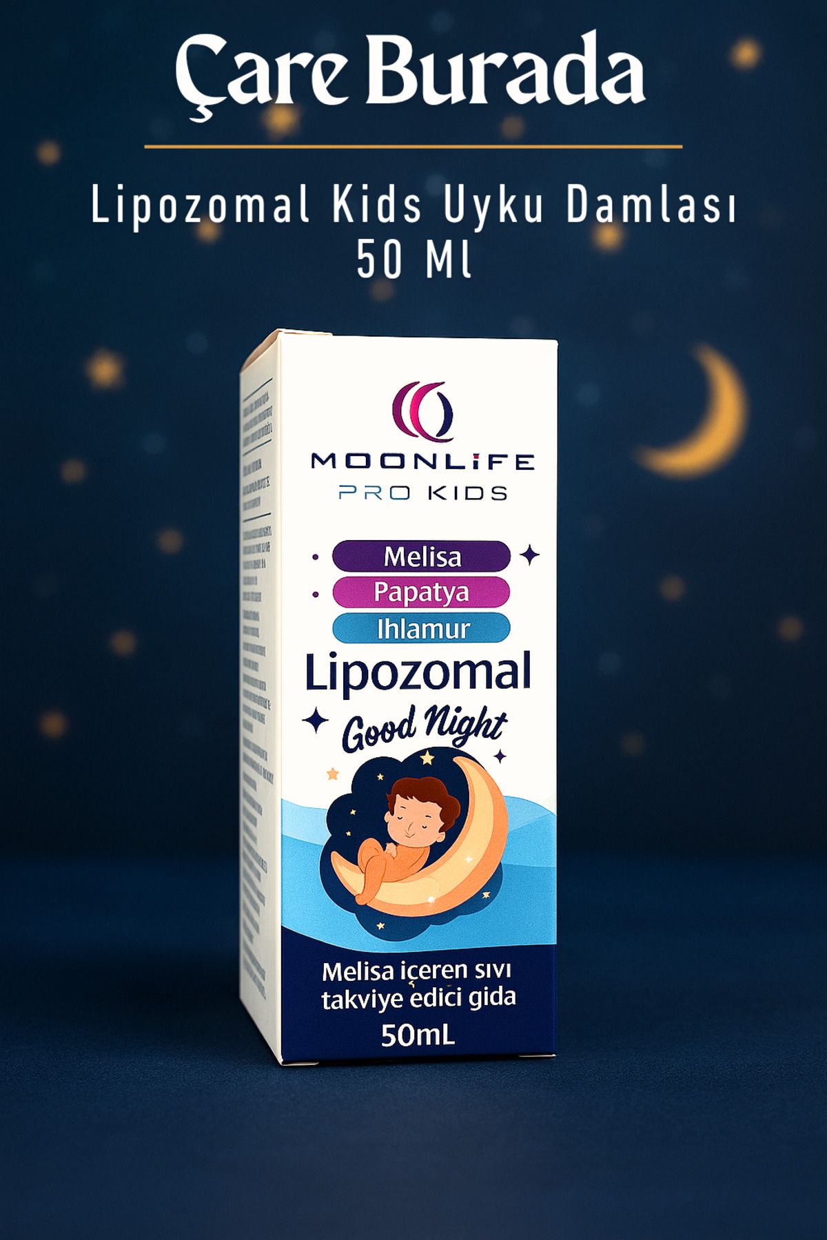 Çare Burada Moonlife - Lipozomal Kids Uyku Damlası 50 Ml (Melisa & Papatya & Ihlamur)