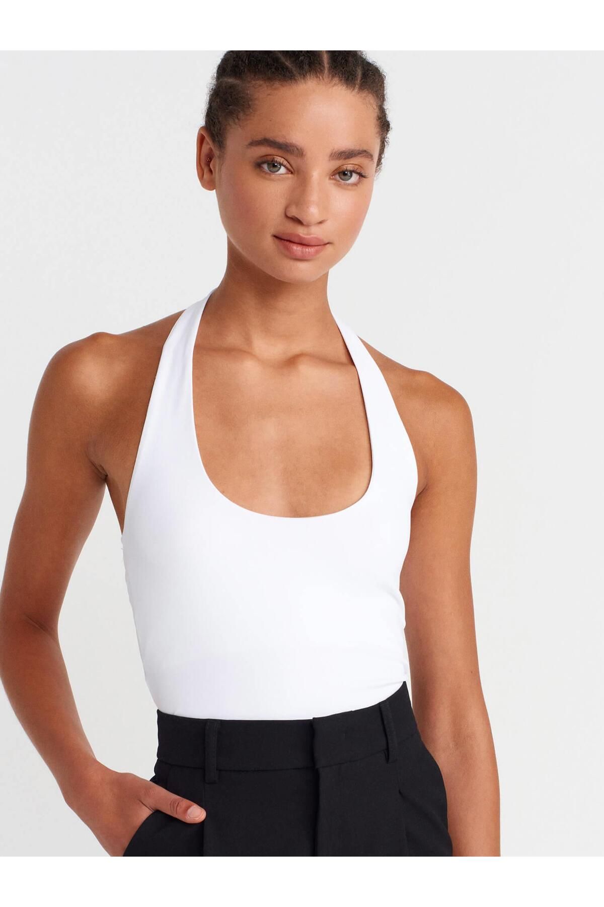 Coral Halter Yaka Badi Beyaz